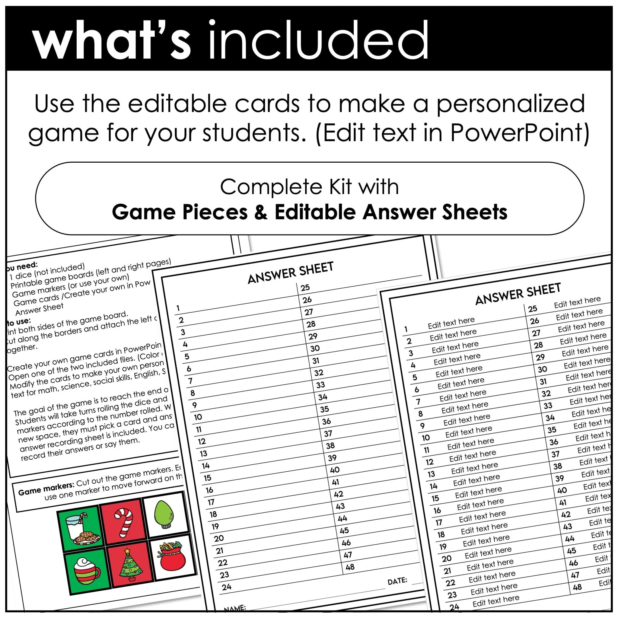 Editable Christmas Board Game | For ANY subject - Hot Chocolate Teachables