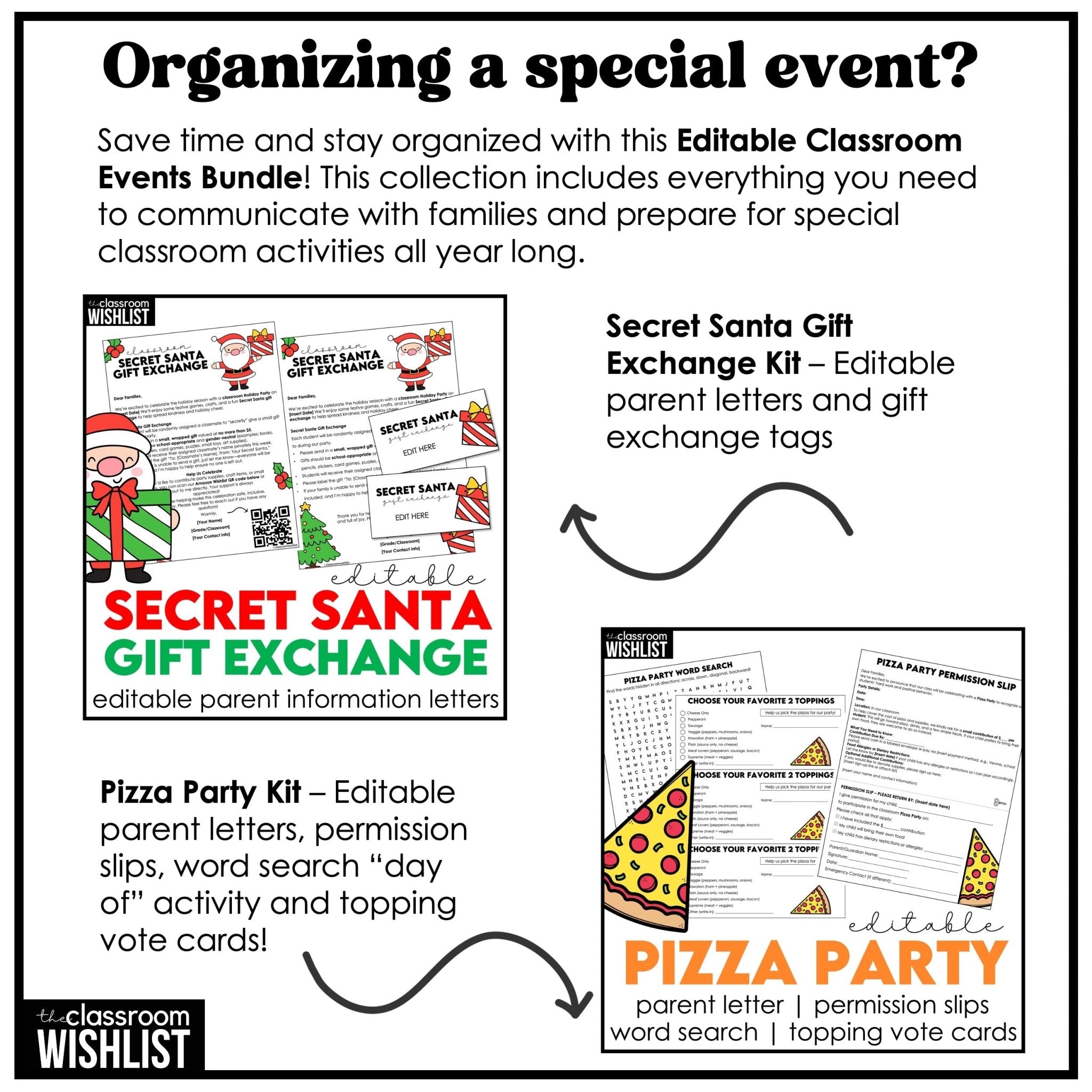 Editable Classroom Event Bundle – Parent Letters, Permission Slips & Party Forms - Hot Chocolate Teachables