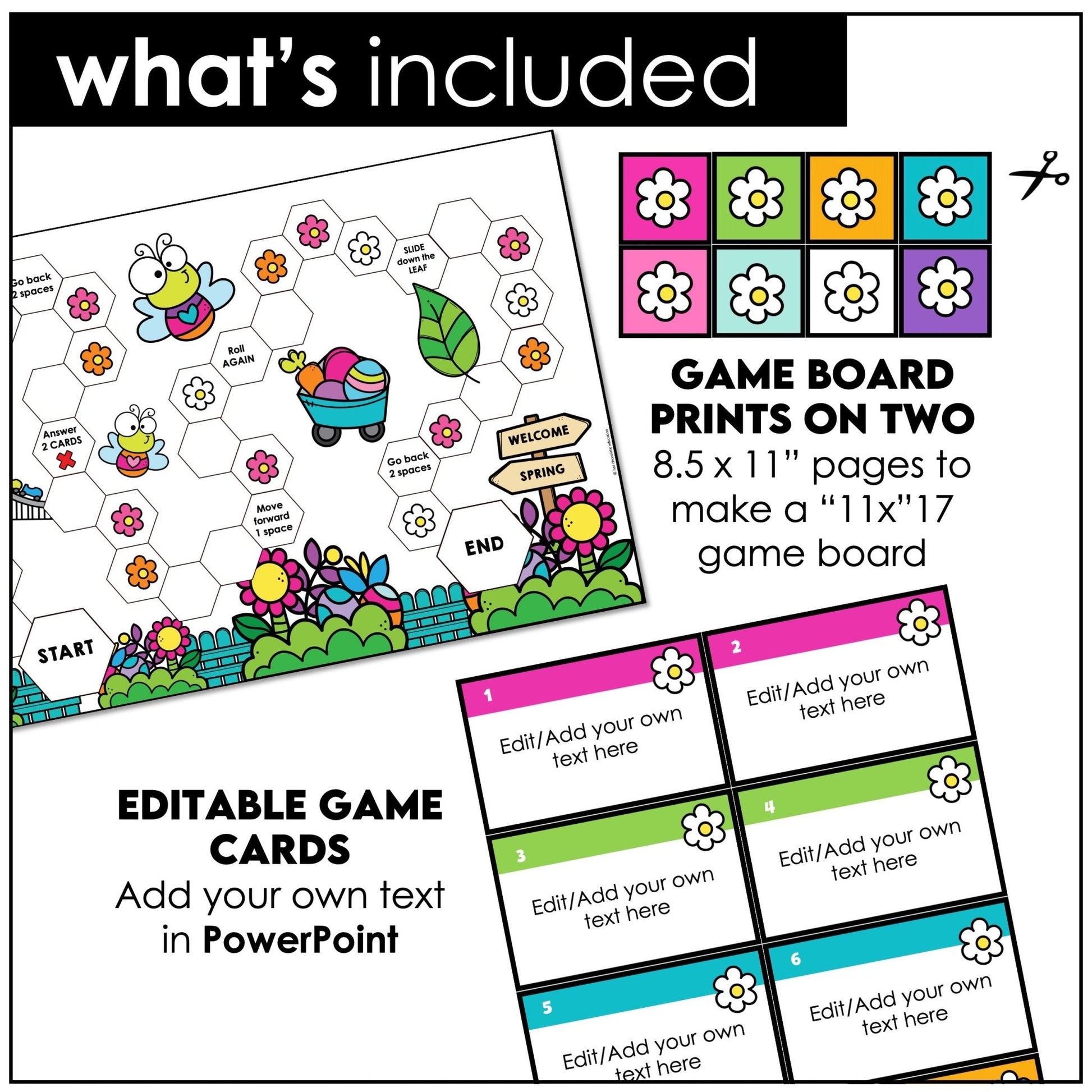 Editable Spring Board Game | Custom Classroom Review Game Template - Hot Chocolate Teachables