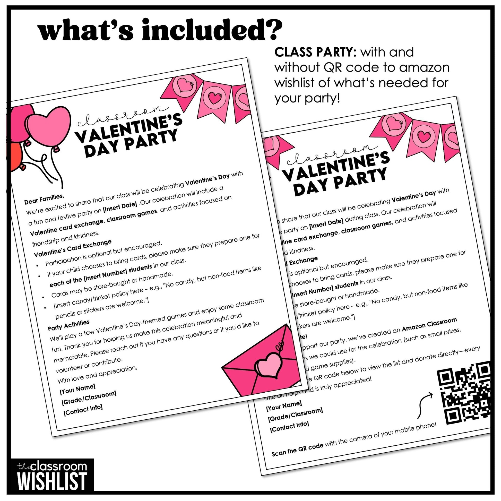 Editable Valentine’s Day Party Parent Letters | Card Exchange | QR Code Wishlist - Hot Chocolate Teachables