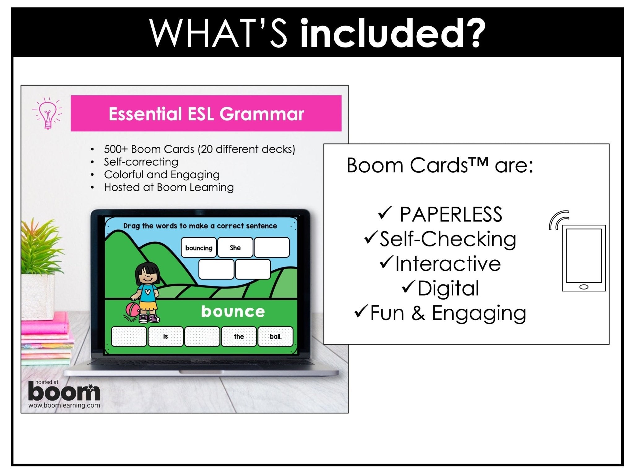 ESL Boom Card™ Bundle | Verb Tenses, Parts of Speech and Vocabulary (20 Decks) - Hot Chocolate Teachables