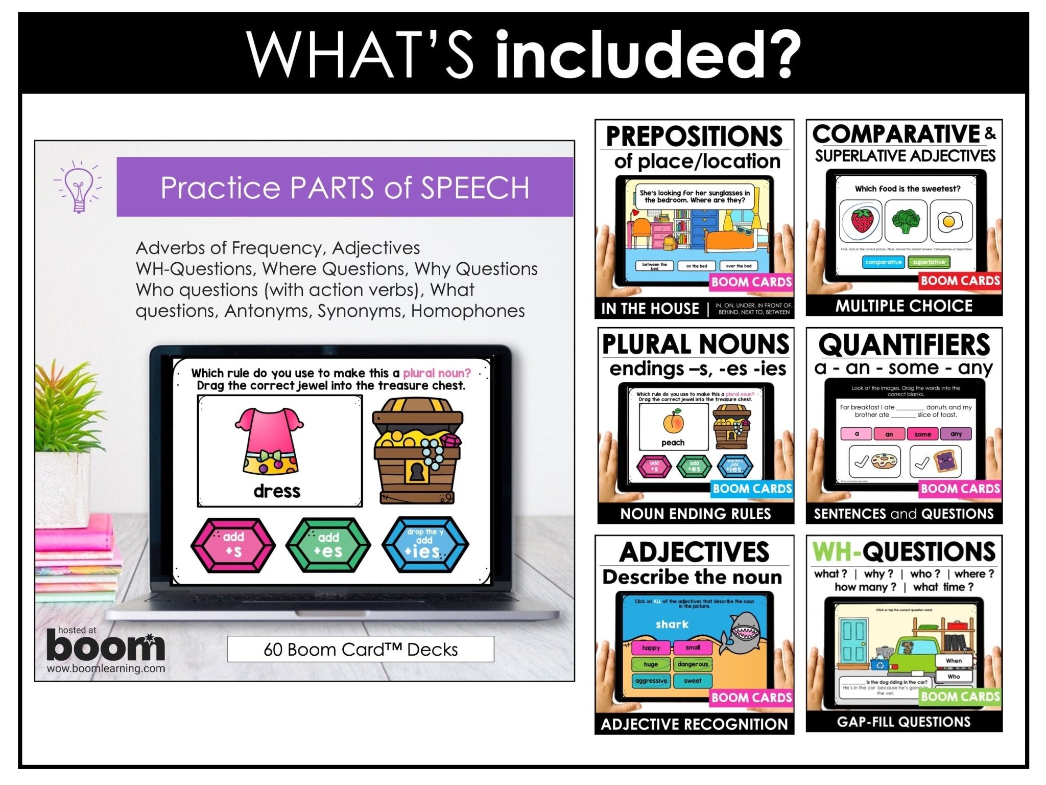 ESL Boom Card™ Mega Bundle | Verbs, Parts of Speech, Grammar & Vocabulary (60 Decks) - Hot Chocolate Teachables