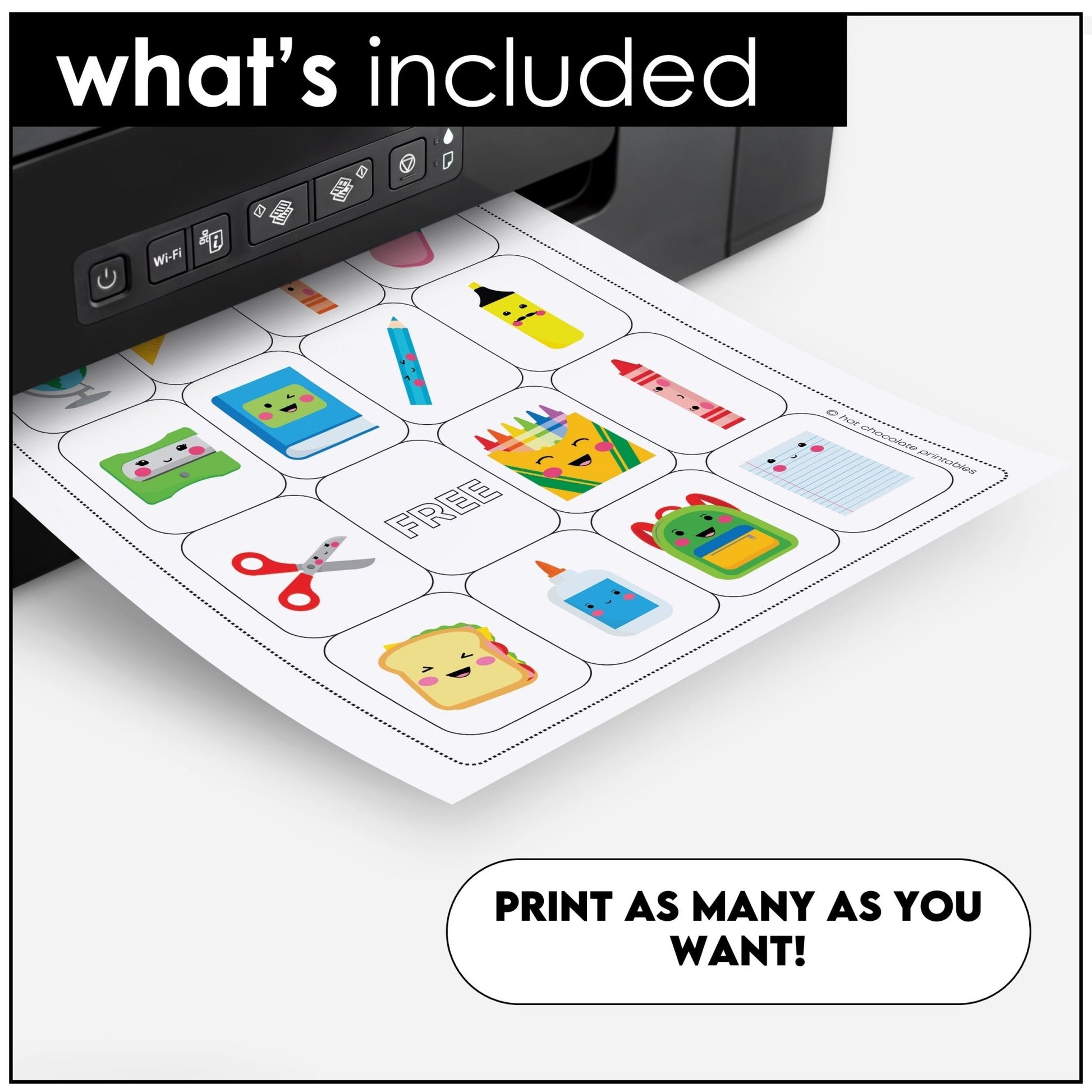 ESL Classroom Vocabulary School Supplies Bingo and Flashcard Set - Hot Chocolate Teachables