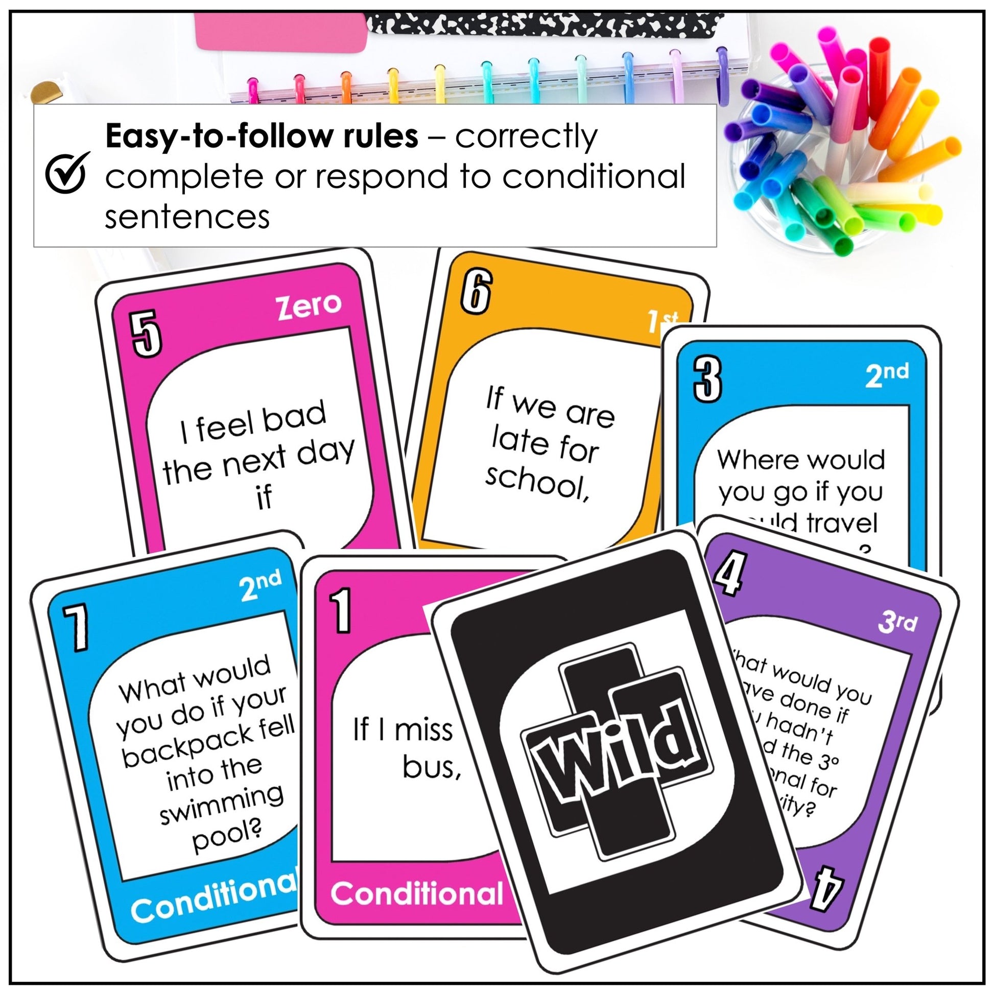 ESL Conditional Tenses Conversation Card Game - Zero, 1st, 2nd, 3rd - Hot Chocolate Teachables