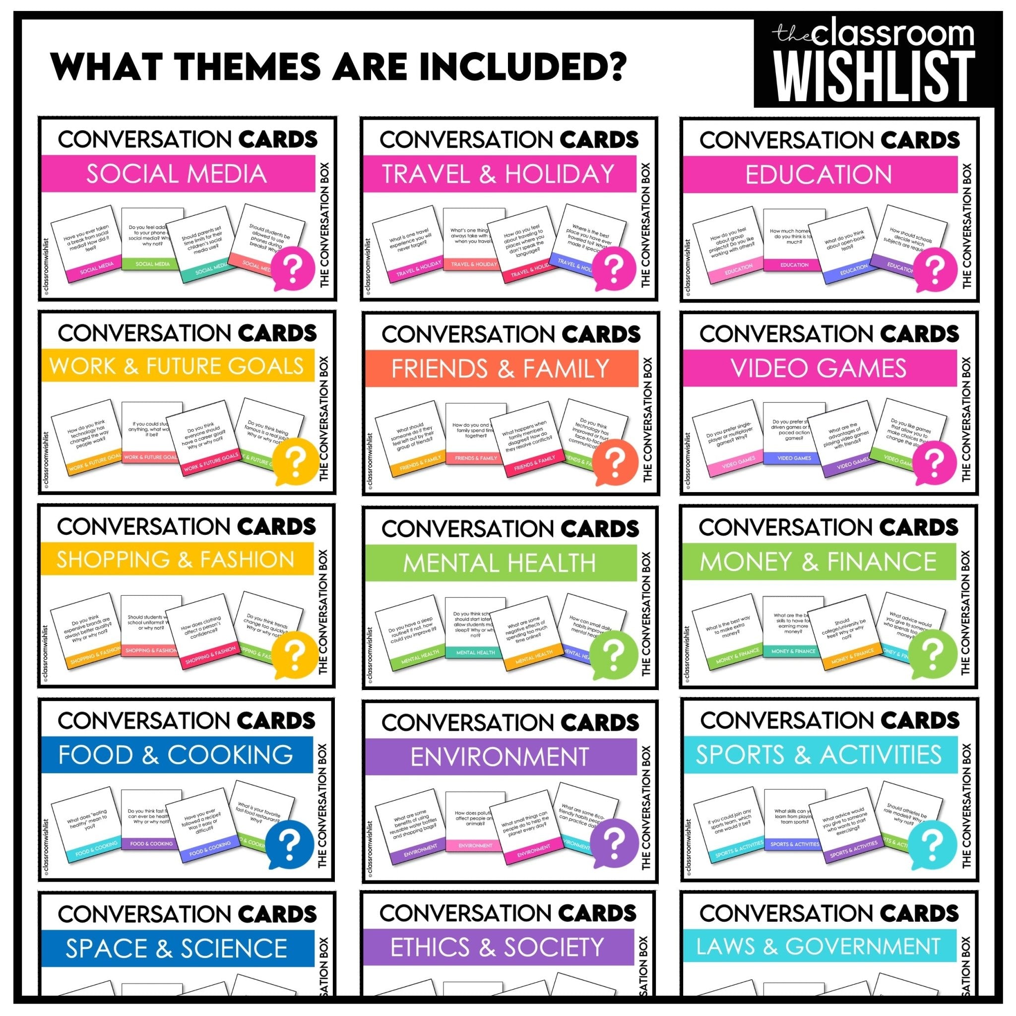 ESL Conversation Card Mega Bundle | Topic Based Questions for Teens & Adults 1 - Hot Chocolate Teachables