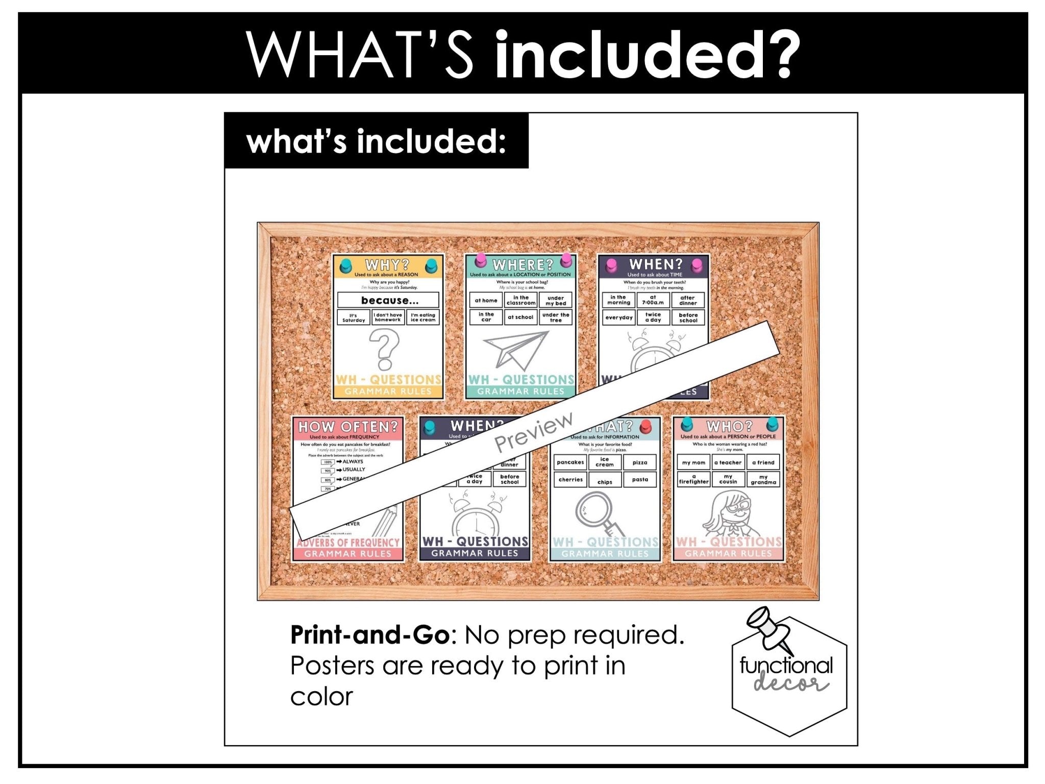 ESL Grammar Posters: Functional Classroom Decor Visuals - BOHO Neutral - Hot Chocolate Teachables