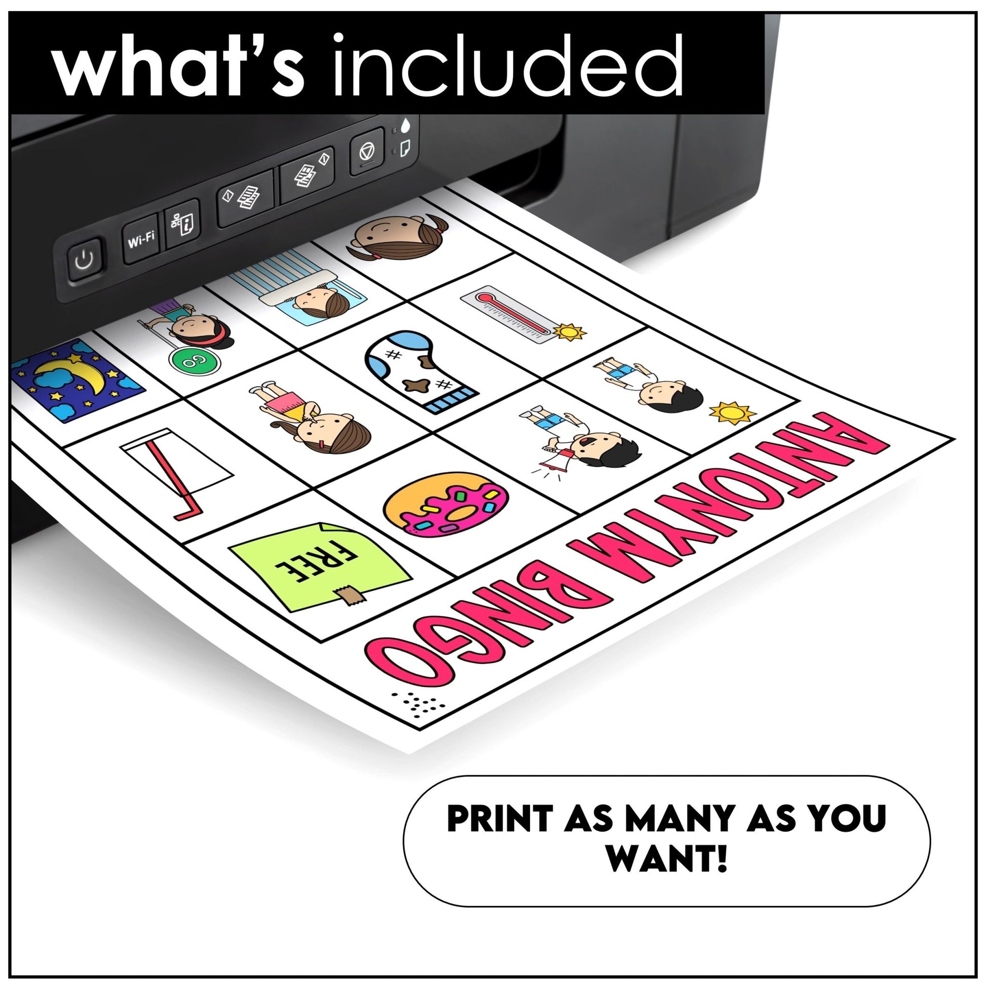 ESL Opposite Words Bingo | Printable Antonym Game for Vocabulary Building - Hot Chocolate Teachables