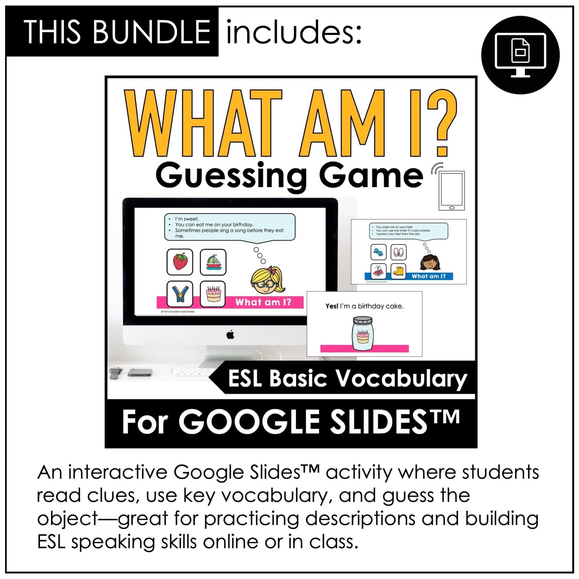 ESL Vocabulary Building: Digital & Print Games Bundle for Kids - Hot Chocolate Teachables