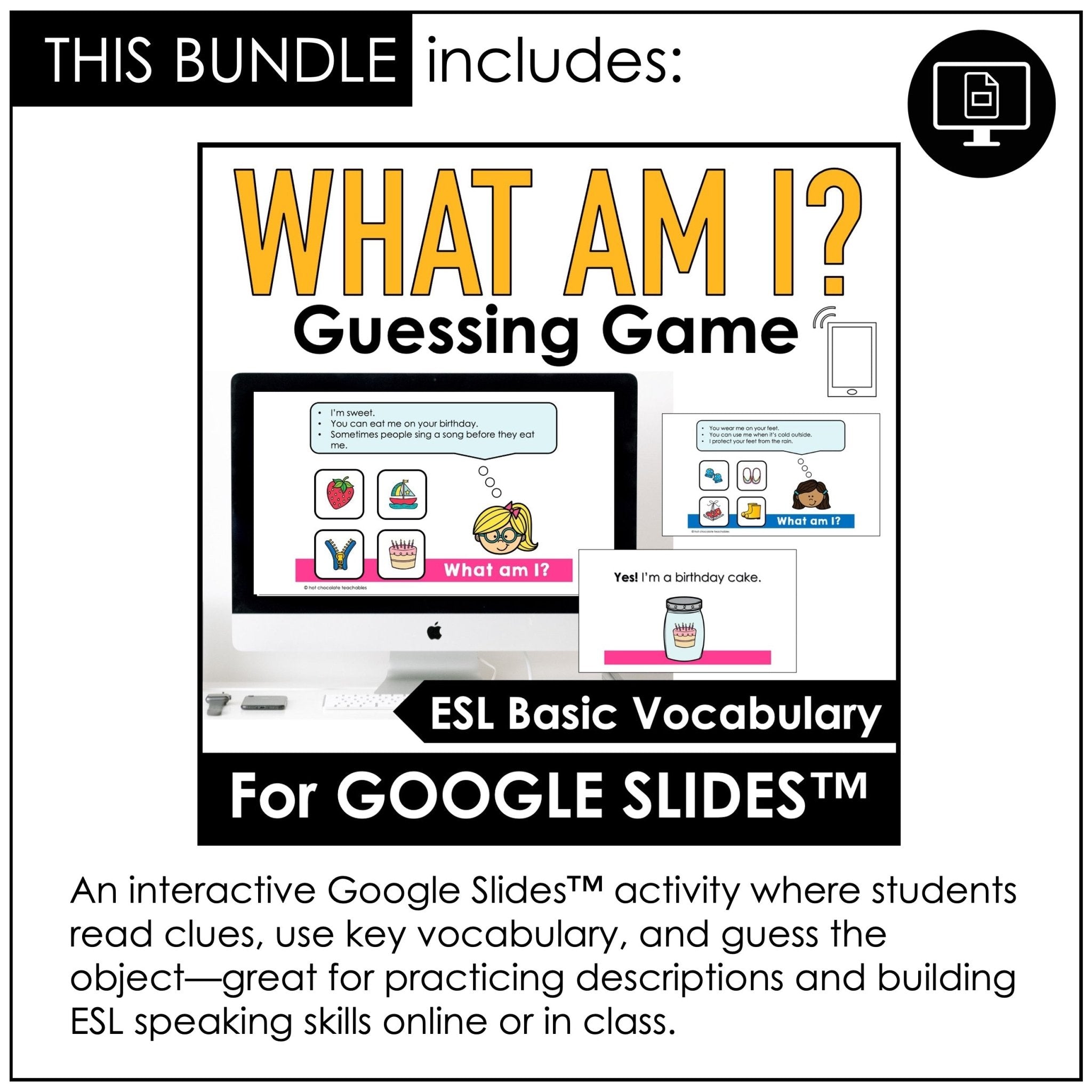 ESL Vocabulary Building: Digital & Print Games Bundle for Kids - Hot Chocolate Teachables