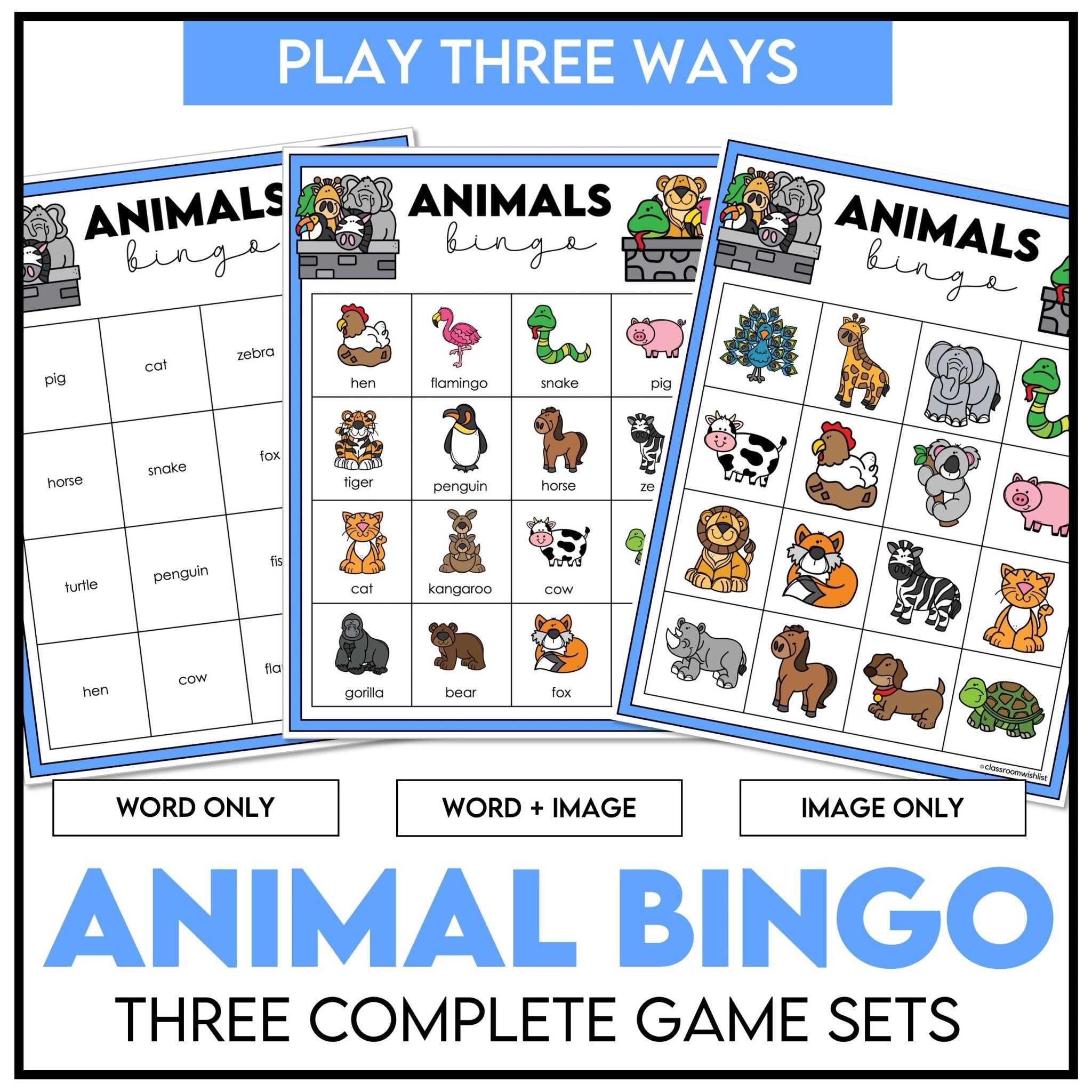 Farm, Zoo & Pet Animal Vocabulary Bingo Game – 3 Ways to Play | ESL, ELL, EFL - Hot Chocolate Teachables