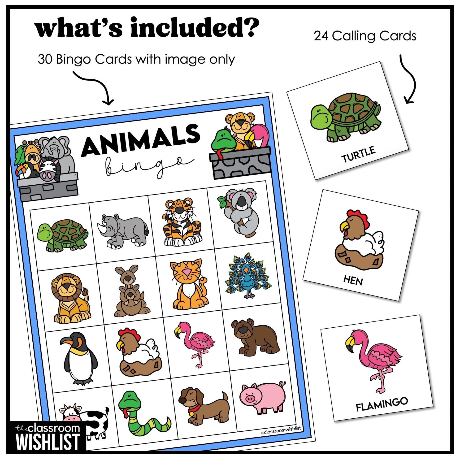 Farm, Zoo & Pet Animal Vocabulary Bingo Game – 3 Ways to Play | ESL, ELL, EFL - Hot Chocolate Teachables