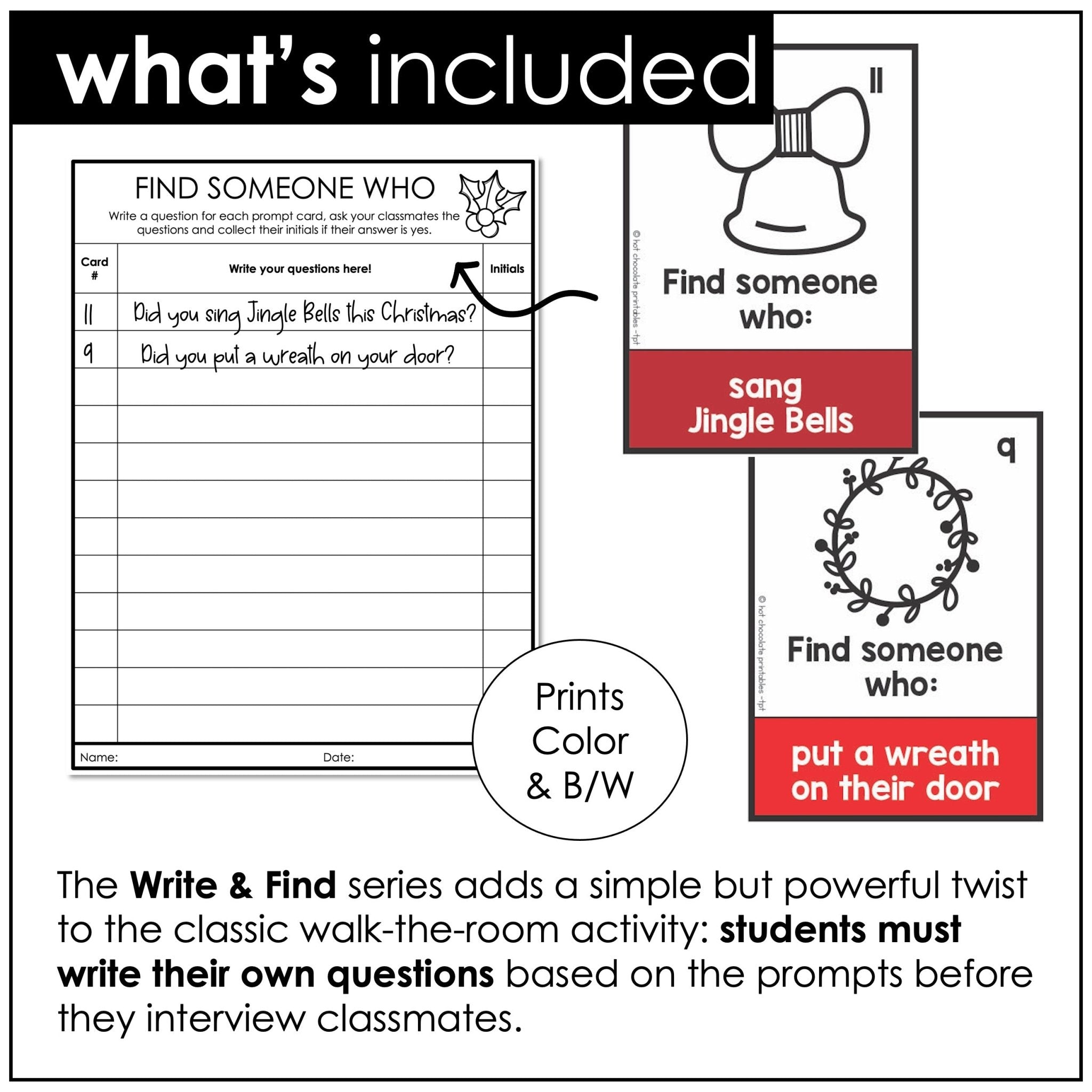 Find Someone Who - Christmas Theme Walk the Room - Hot Chocolate Teachables