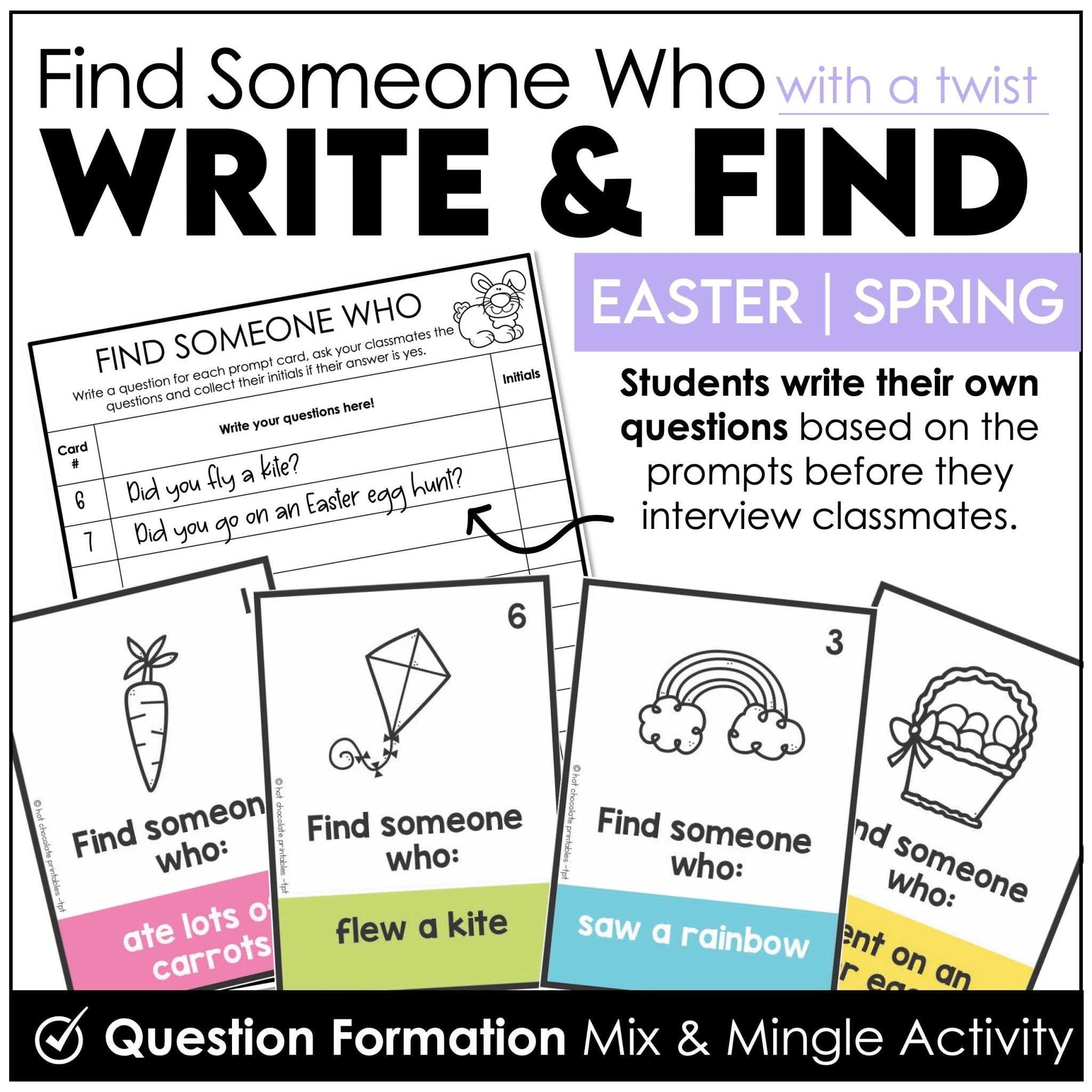 Find Someone Who - Easter / Spring Past Simple Speaking Activity - Hot Chocolate Teachables