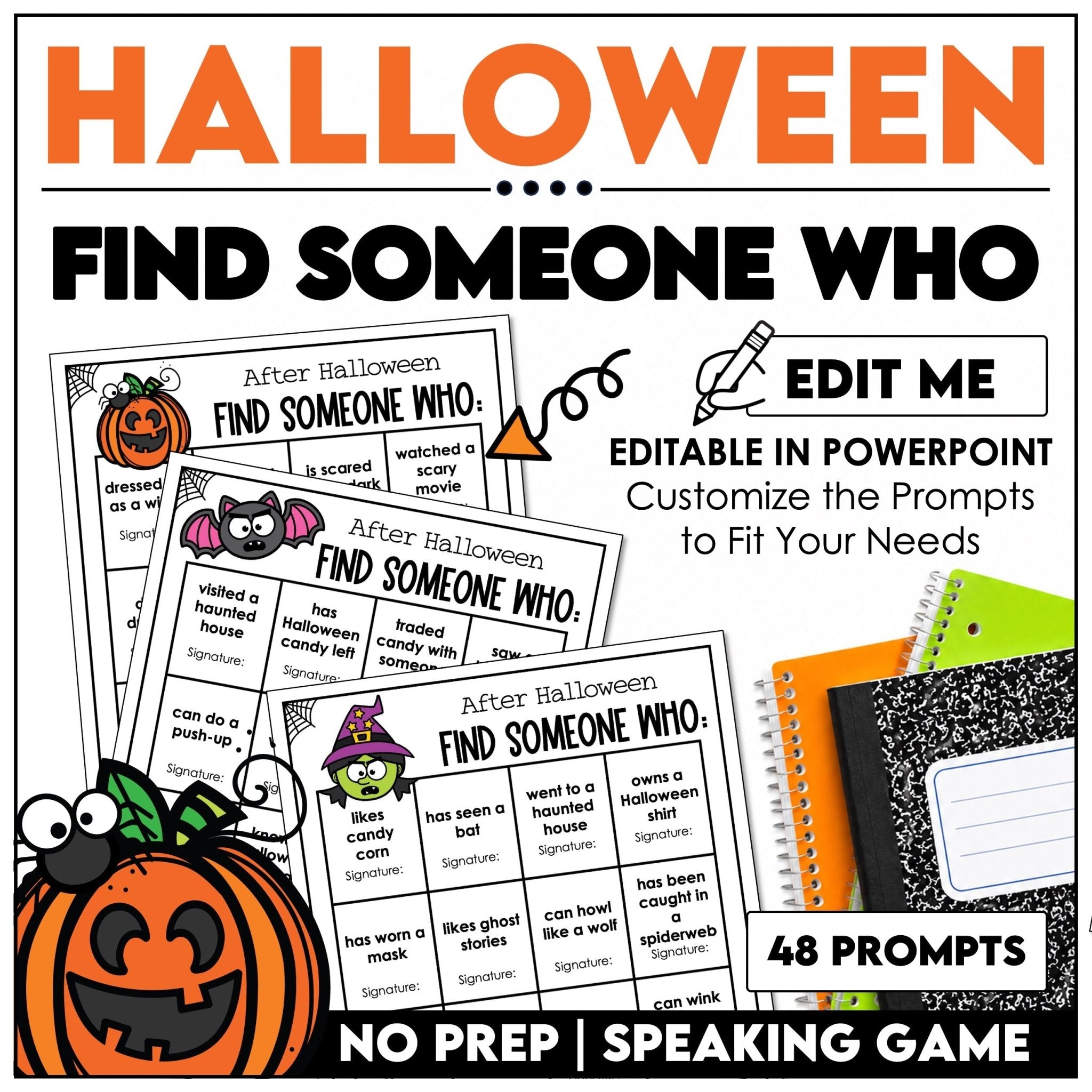 Find Someone Who Game – Halloween ESL Speaking & Comprehension Activity - Hot Chocolate Teachables