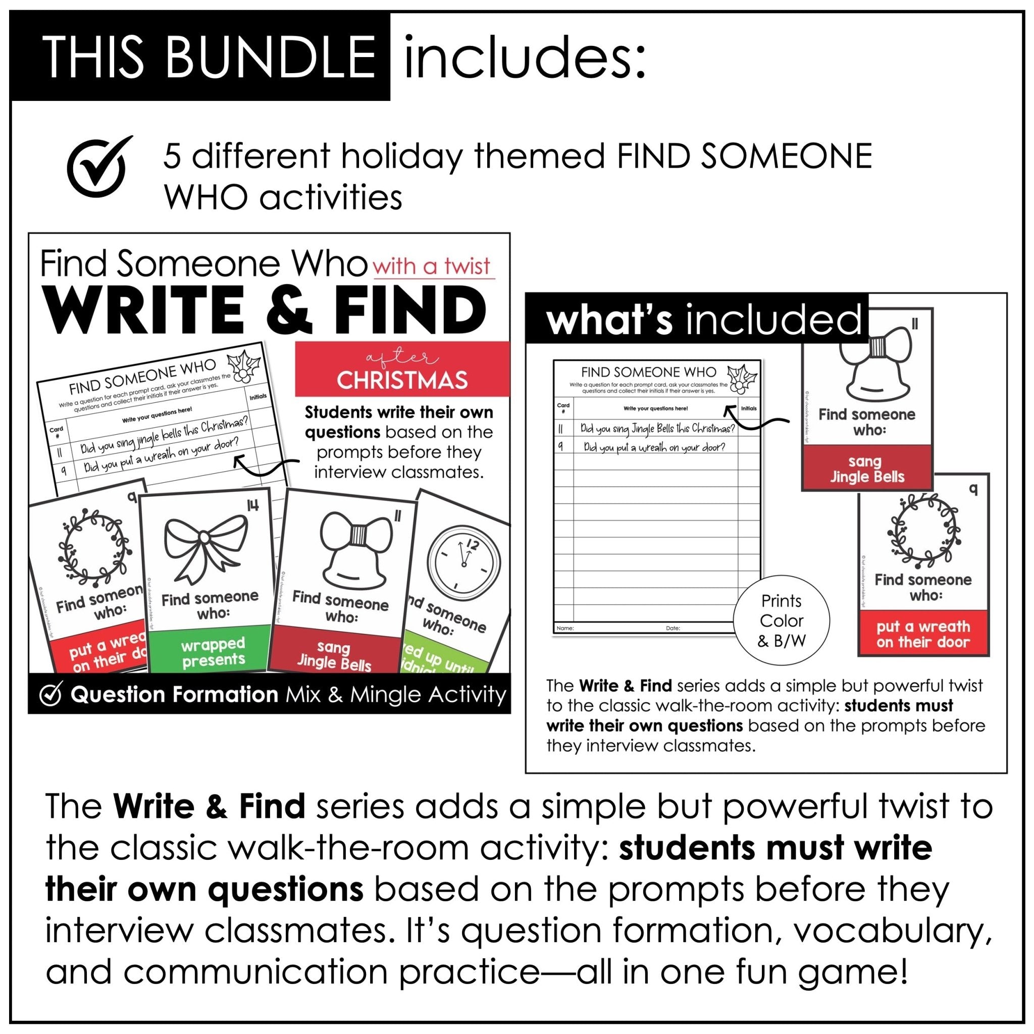 Find Someone Who - Holiday Icebreaker Bundle | Halloween, Christmas, Valentine's - Hot Chocolate Teachables