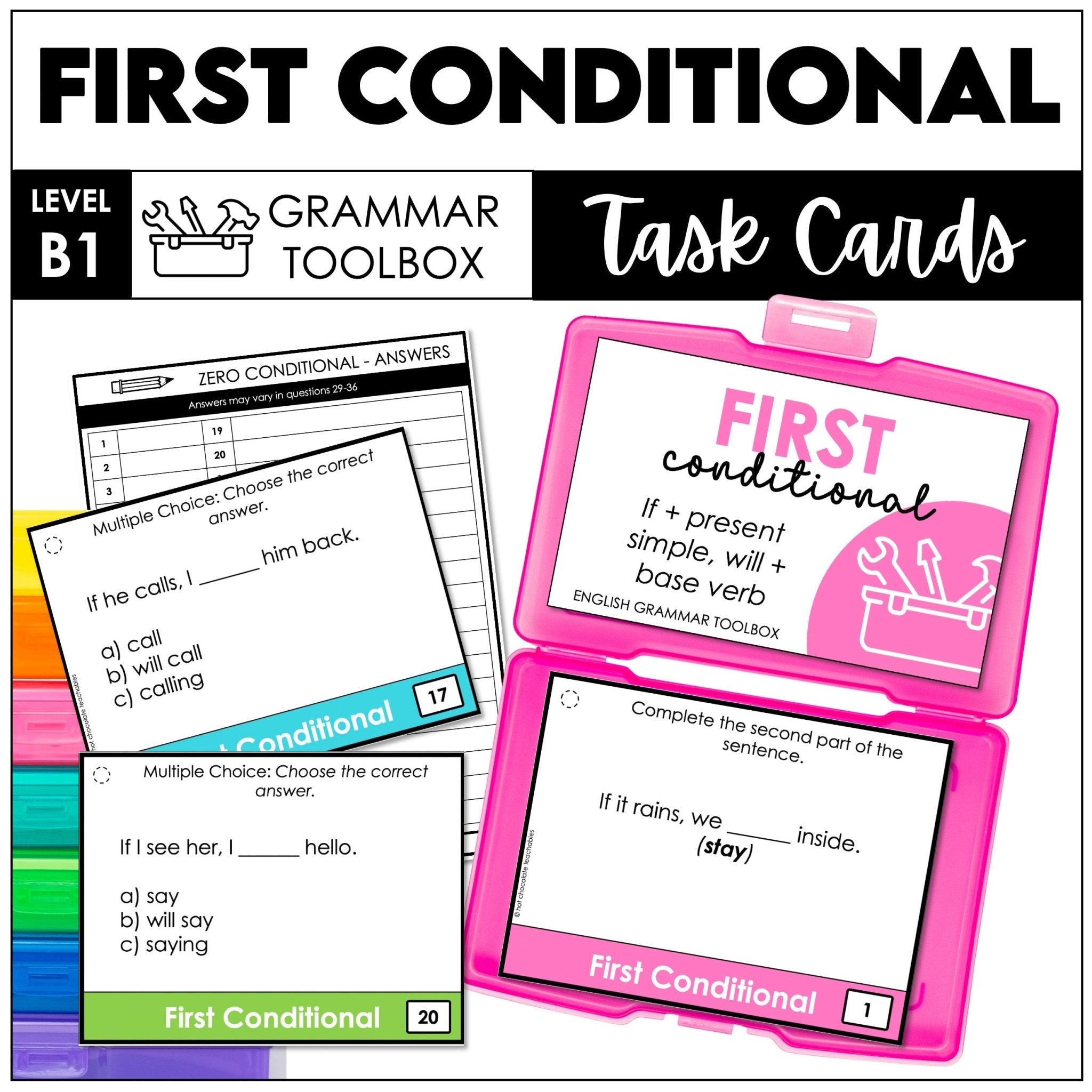 First Conditional Task Cards – If Clauses Grammar Activities (ESL B1–B2) - Hot Chocolate Teachables