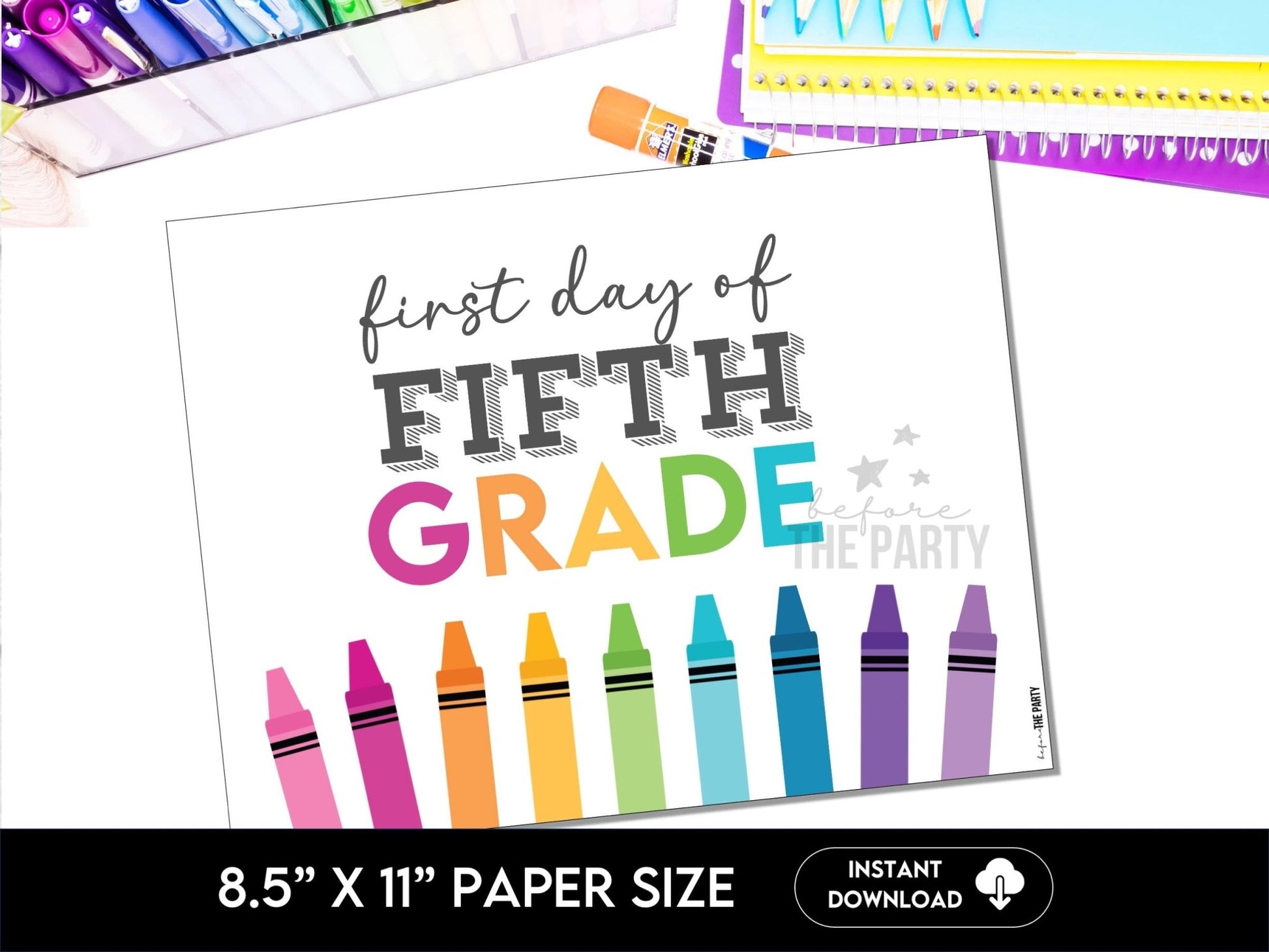 First Day Day of FIFTH Grade, Back to School School Signs for 5th Grade - Hot Chocolate Teachables