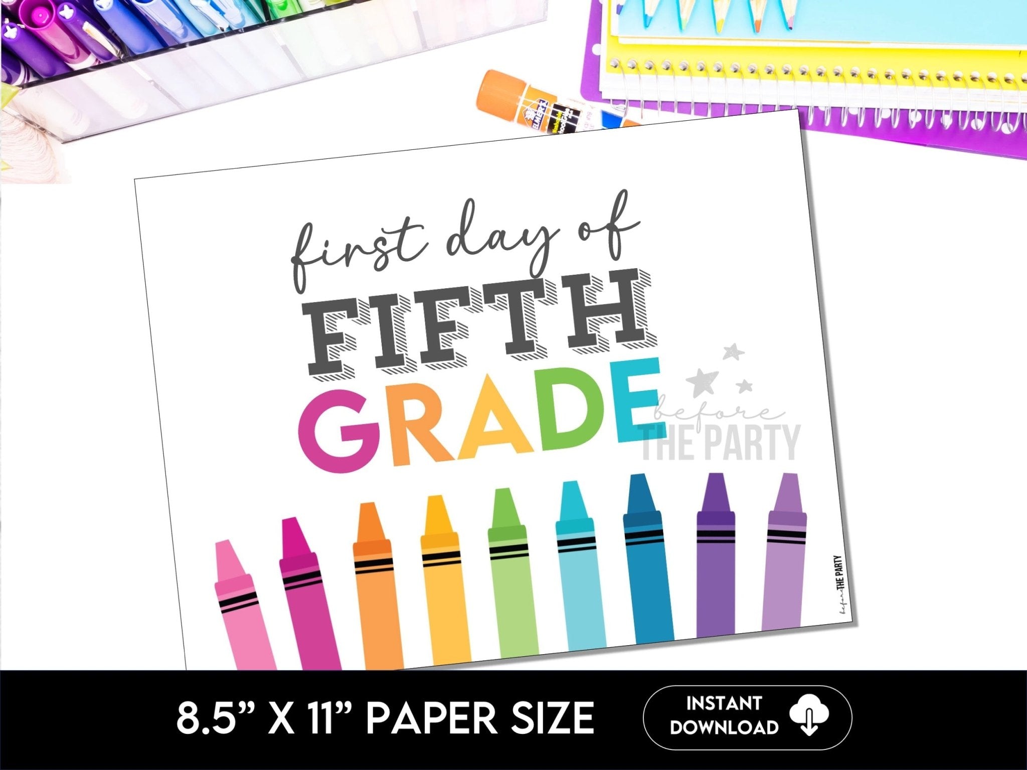 First Day Day of FIFTH Grade, Back to School School Signs for 5th Grade - Hot Chocolate Teachables