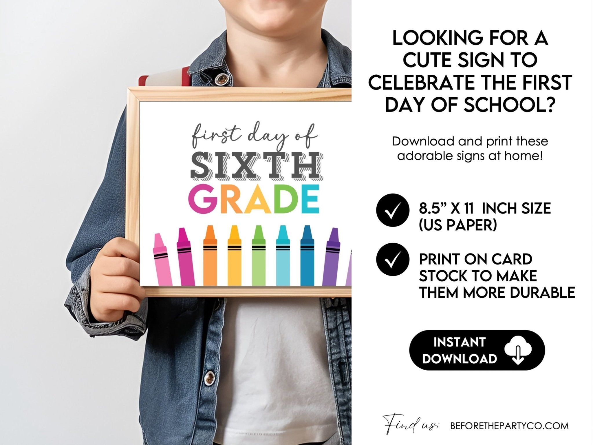 First Day Day of SIXTH Grade, Back to School School Signs for 6th Grade - Hot Chocolate Teachables