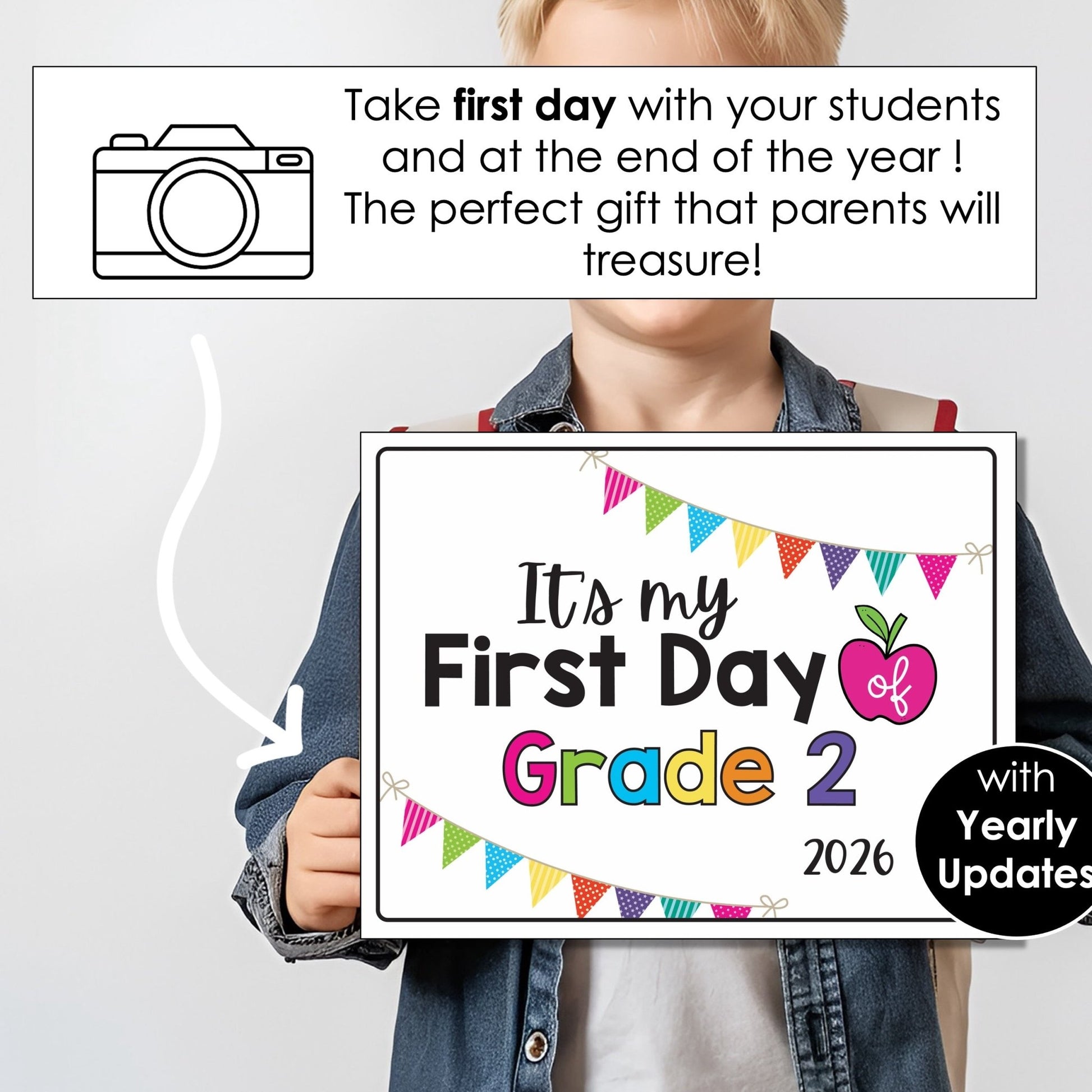 FIRST day of school SIGN AUSTRALIA 2025 - 2026 School Years - Preschool, Kindergarten & Grades 1 - 6 - includes Yearly Updates - Hot Chocolate Teachables
