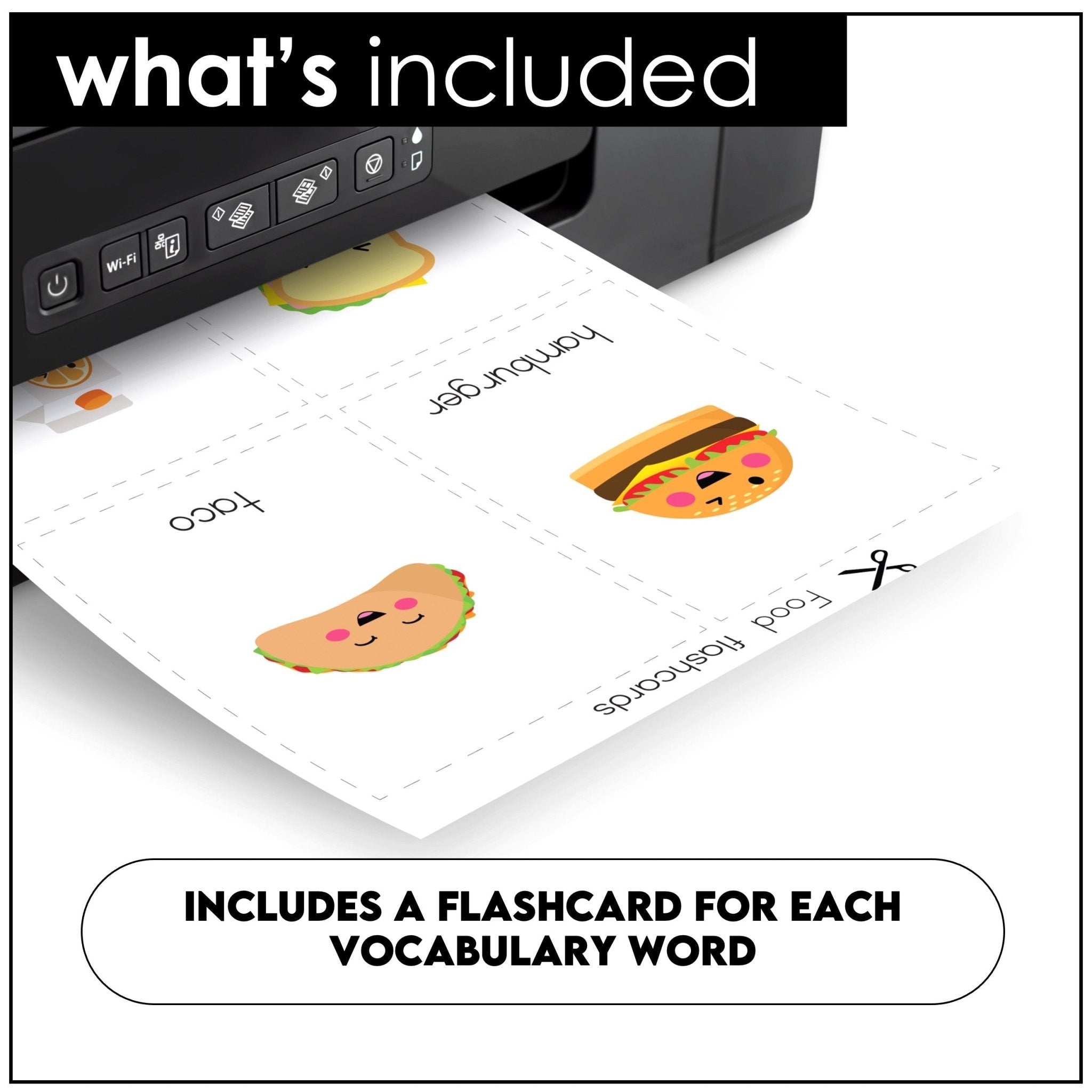 Food and Drink Bingo Game + Flashcards - Hot Chocolate Teachables