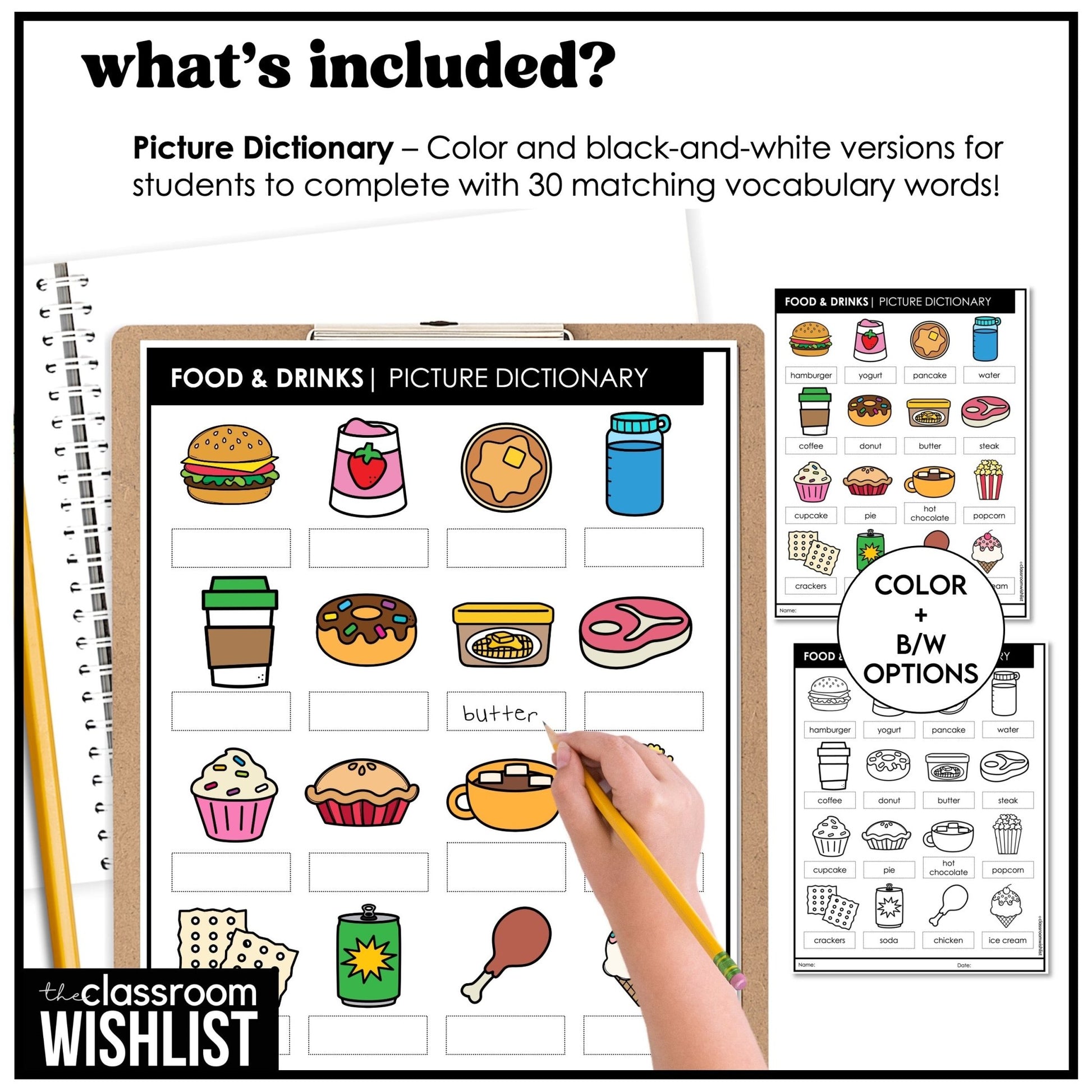 Food & Drinks Vocabulary Flashcards | Digital + Print | Picture Dictionary | ESL - Hot Chocolate Teachables