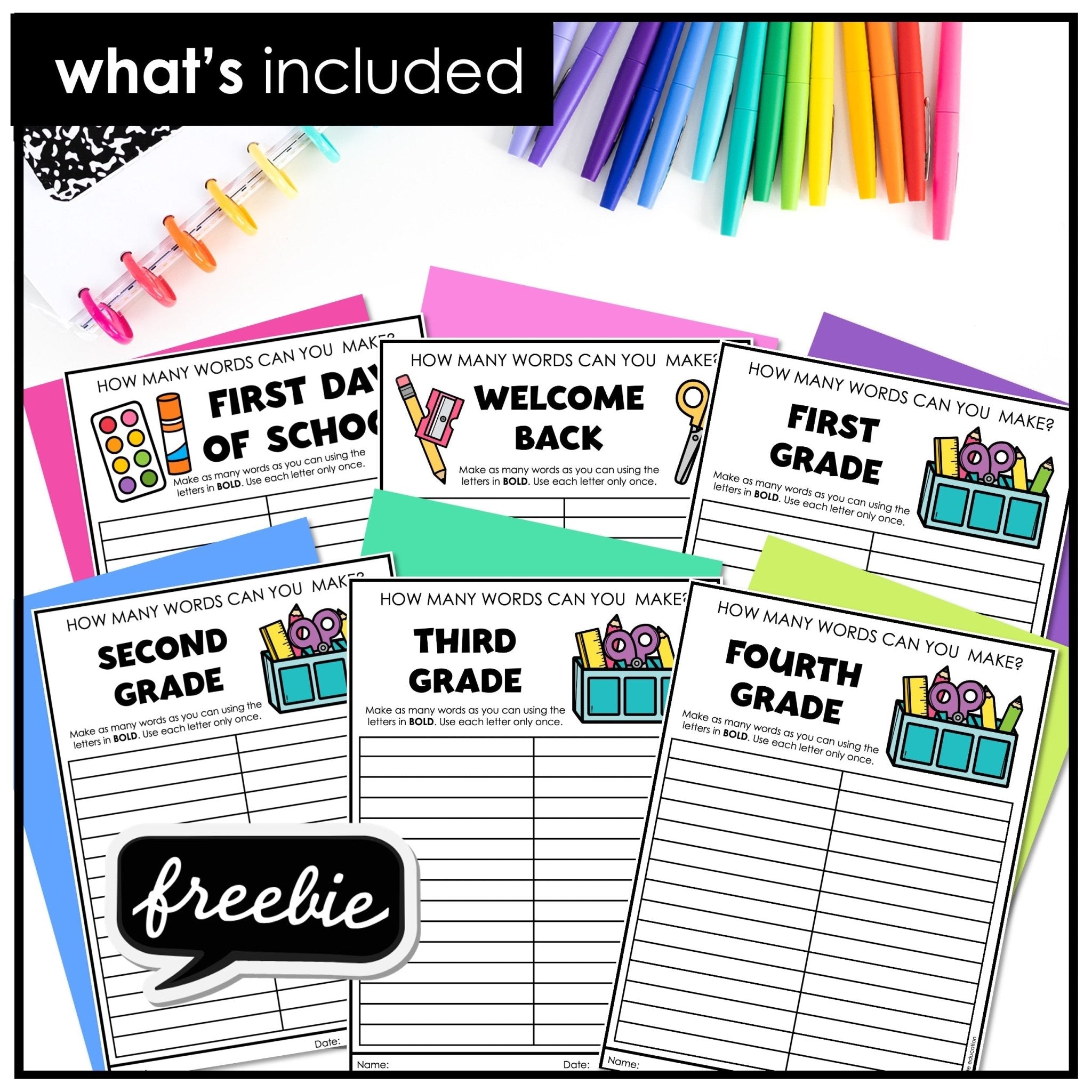 FREE Back to School Word Scramble Worksheets - Create words from the letters given! - Hot Chocolate Teachables