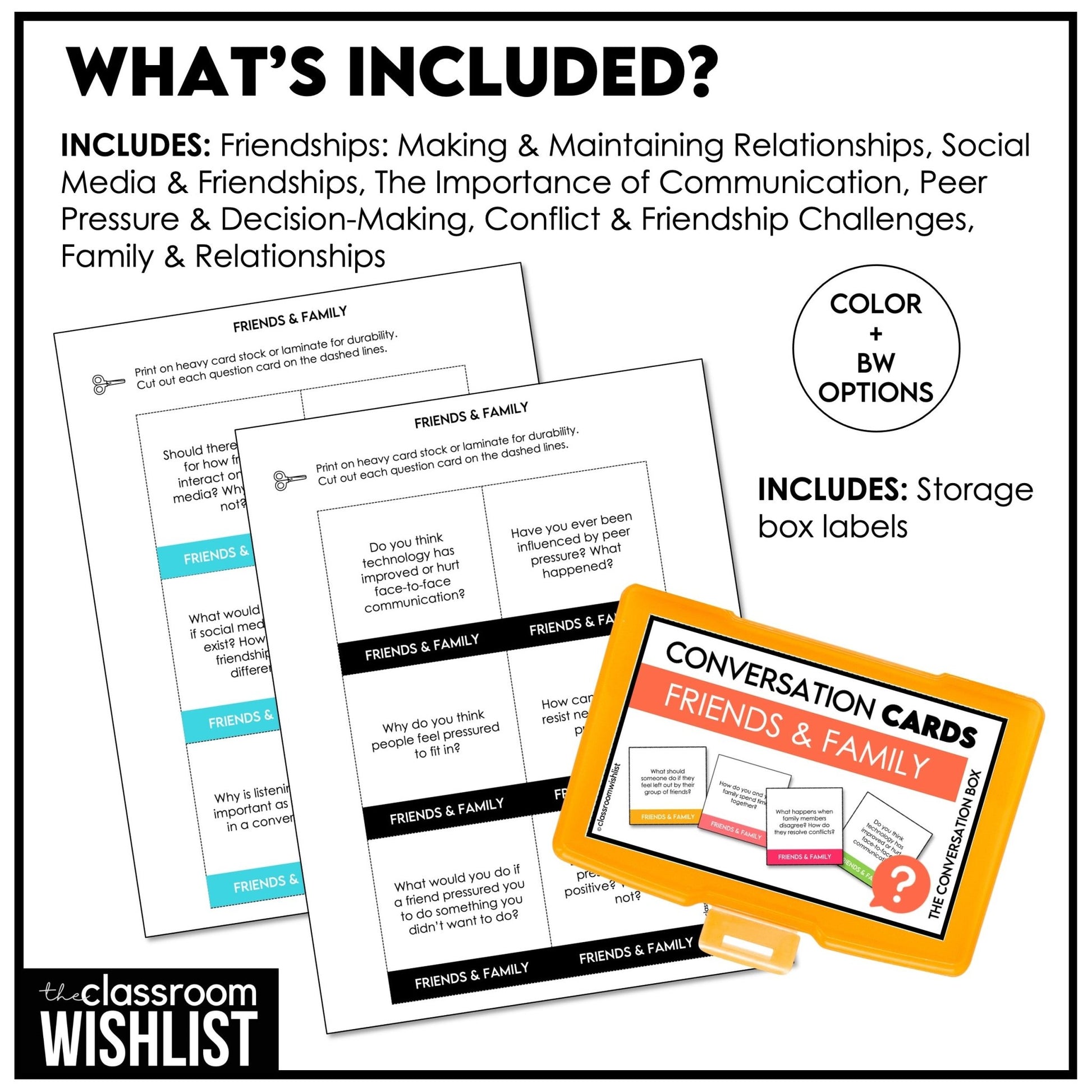 Friends & Family | Social Life Conversation Cards | 60 ESL Discussion Prompts - Hot Chocolate Teachables