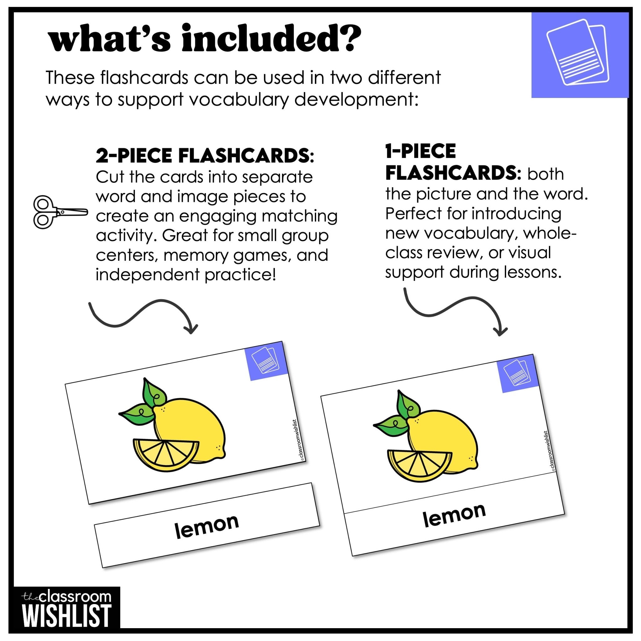 Fruit & Vegetable Vocabulary Pack: Flashcards & Picture Dictionary ESL / ELL - Hot Chocolate Teachables