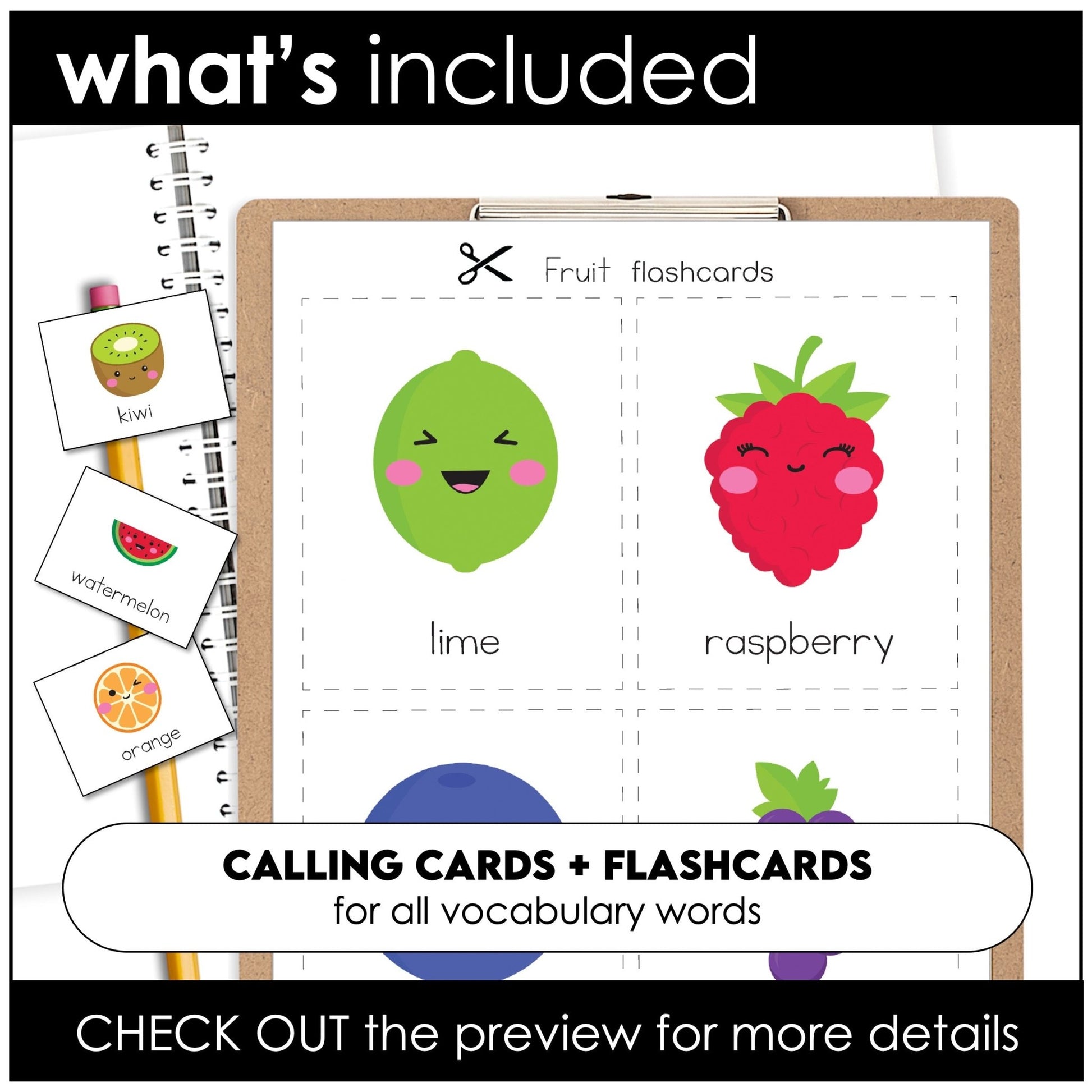 Fruit Vocabulary Bingo Game + Flashcards - Hot Chocolate Teachables