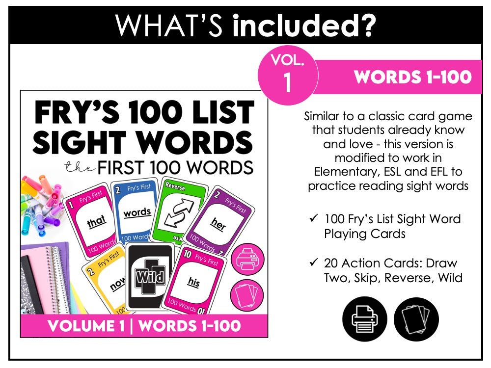 Fry's First 300 Sight Words - Card Game Bundle for 1st - 3rd Grade - Hot Chocolate Teachables