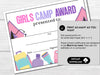 Girls Camp Awards, Summer Camp Certificate for Kids, Printable Certificate of Participation - Hot Chocolate Teachables