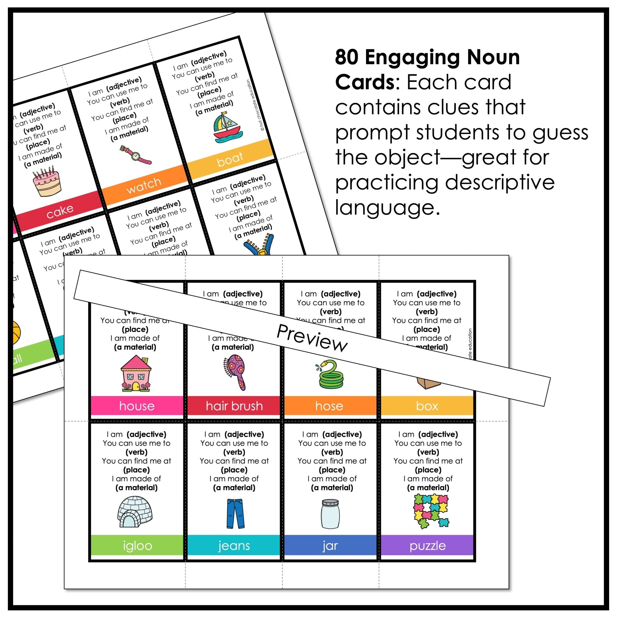 Guessing Game for Young Learners - What am I? - Describing Objects - Hot Chocolate Teachables