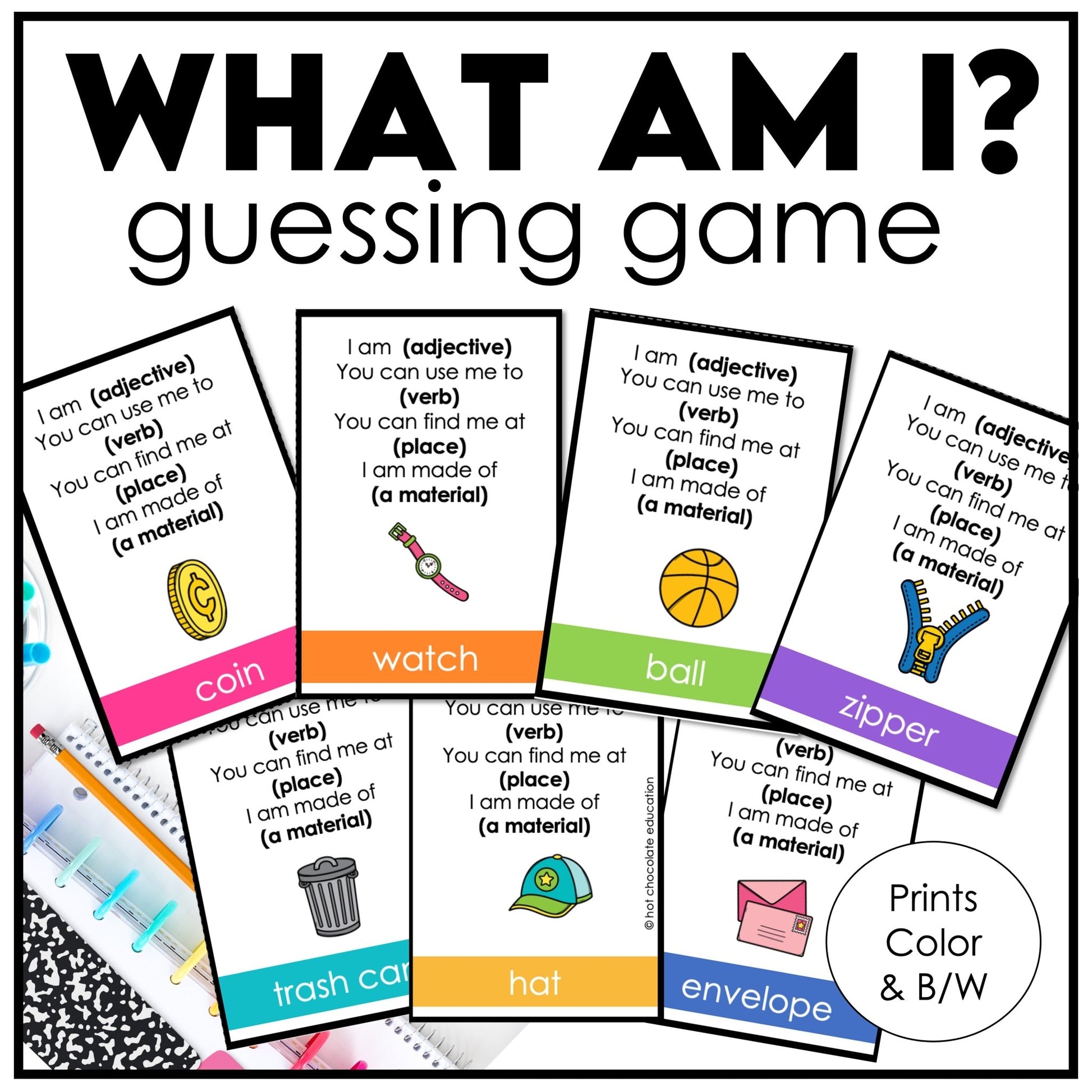 Guessing Game for Young Learners - What am I? - Describing Objects - Hot Chocolate Teachables