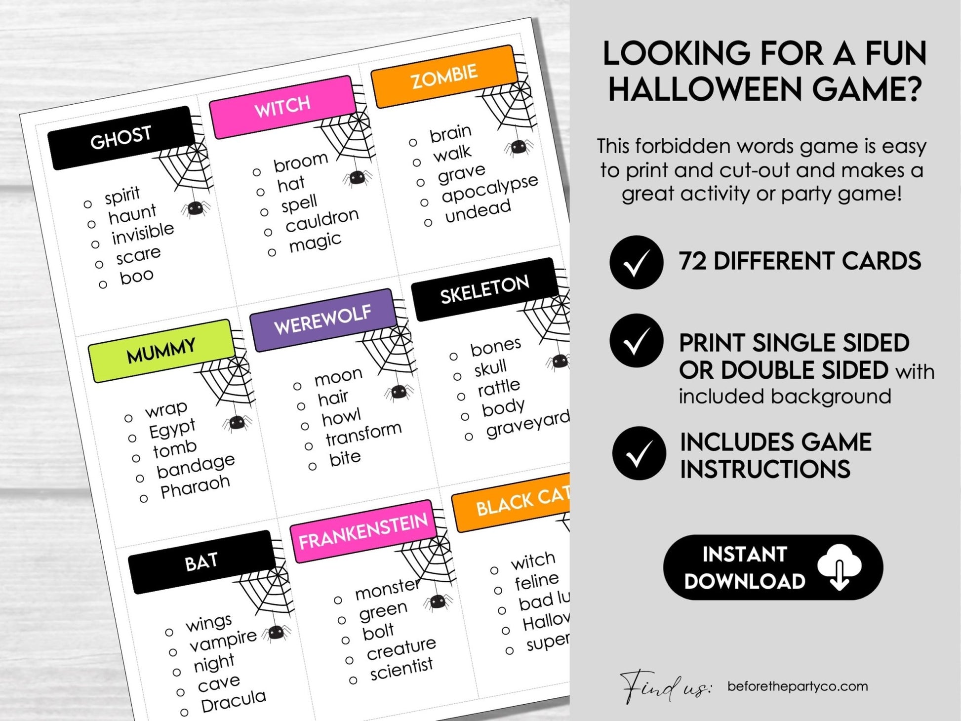 Halloween Word Game Cards | Guess the Word Halloween Party Game