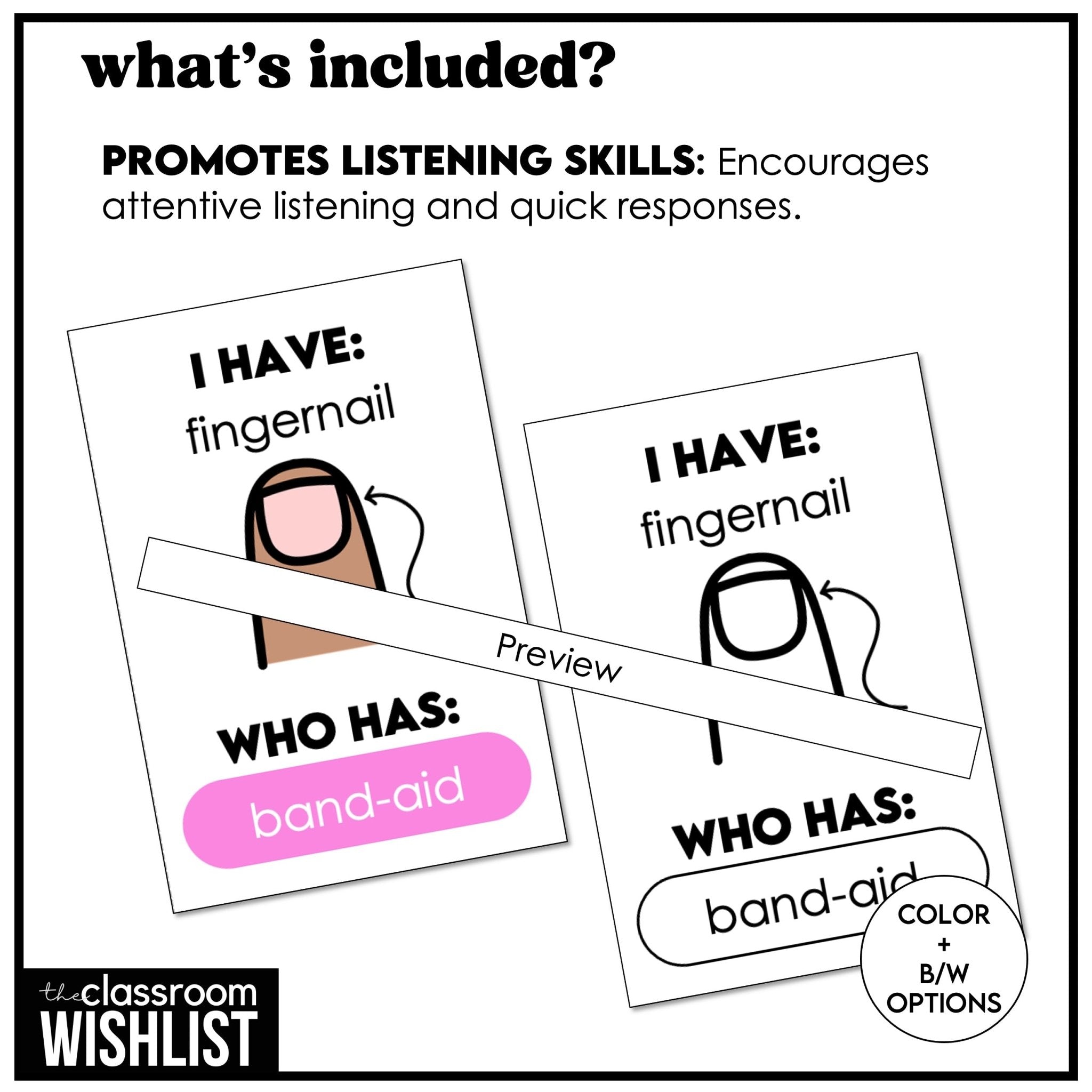 Health & Body Parts "I Have, Who Has?" VocabularyCard Game | ESL | ELA | EFL - Hot Chocolate Teachables