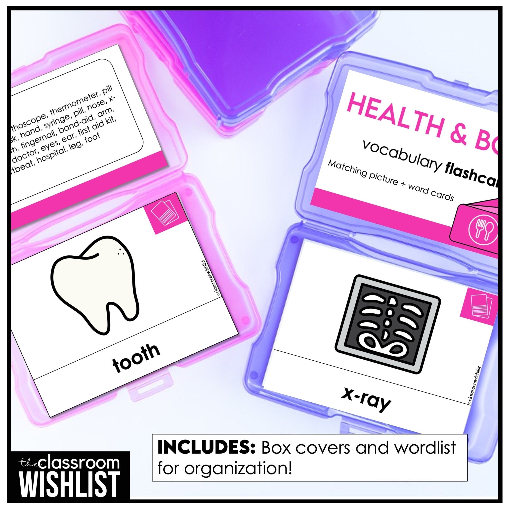Health & Body Vocabulary Building ESL Flashcard Pack: Flash Cards & Dictionary - Hot Chocolate Teachables