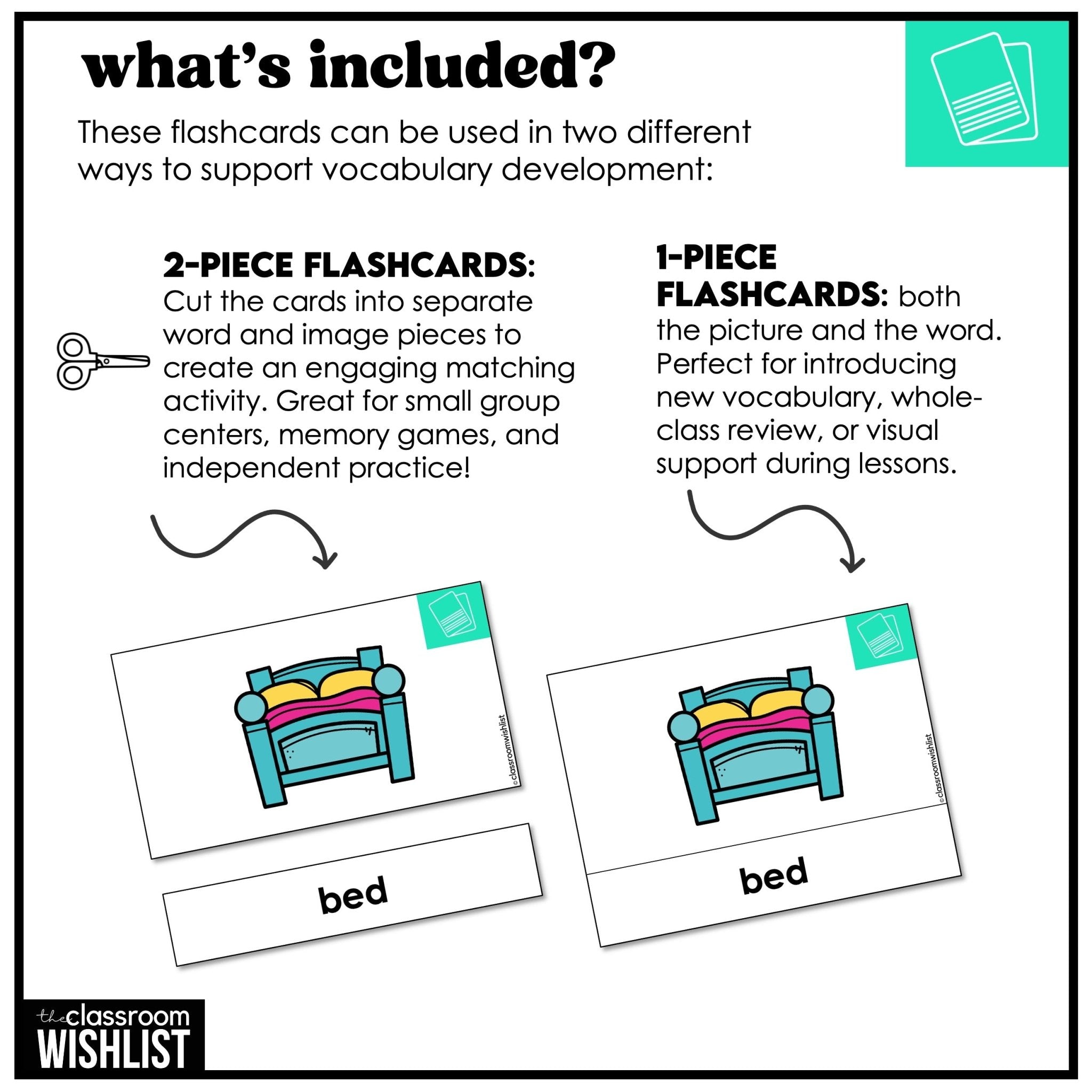 House, Rooms & Furniture Vocabulary Pack: Flashcards & Picture Dictionary - Hot Chocolate Teachables