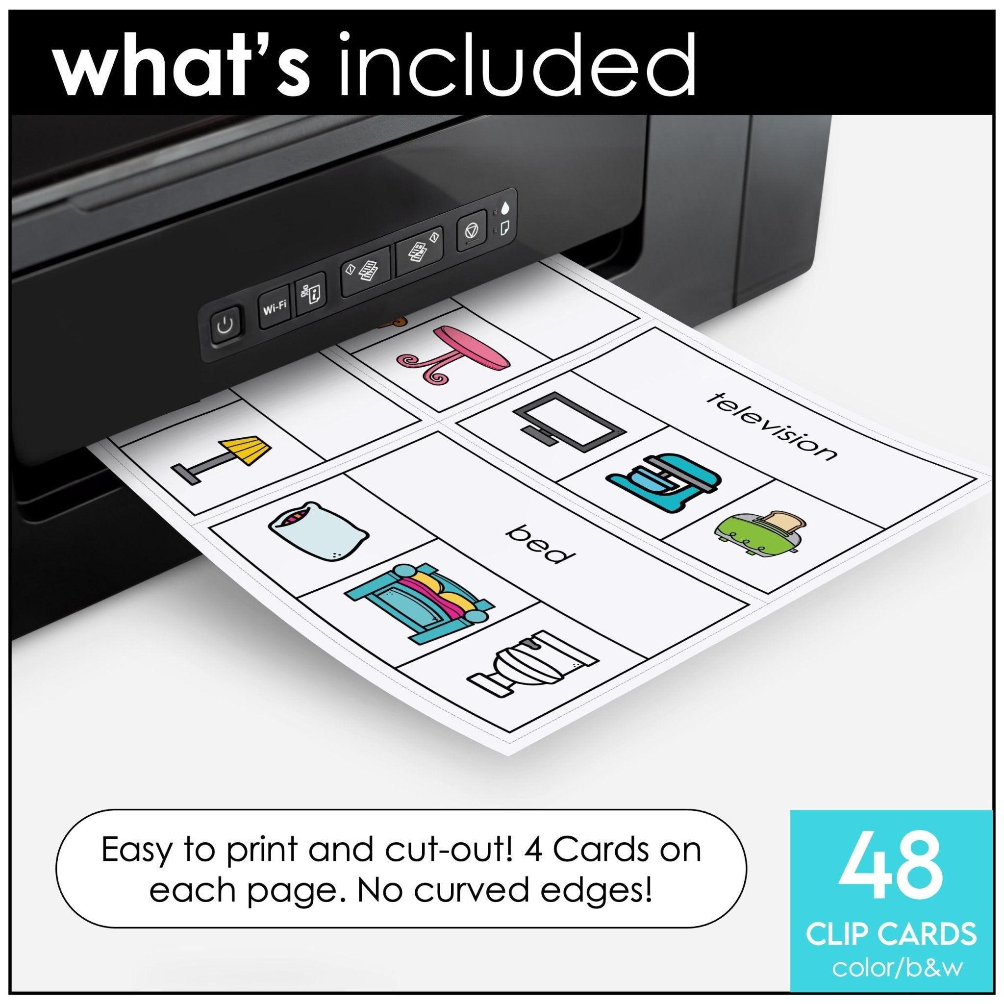 House Vocabulary CLIP CARD activity task cards for Household Objects - Hot Chocolate Teachables