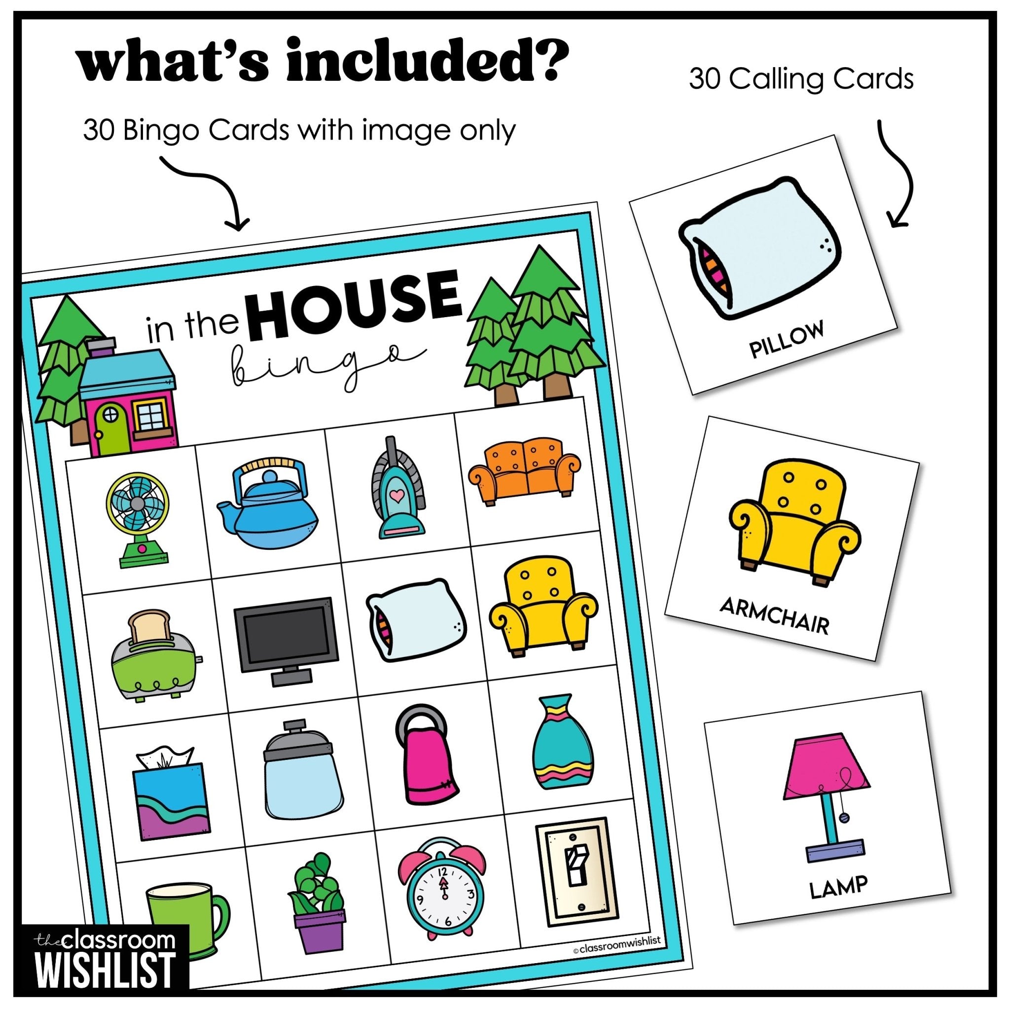 Household Objects Bingo – Things in a House Game Cards | 3 Ways to Play - Hot Chocolate Teachables