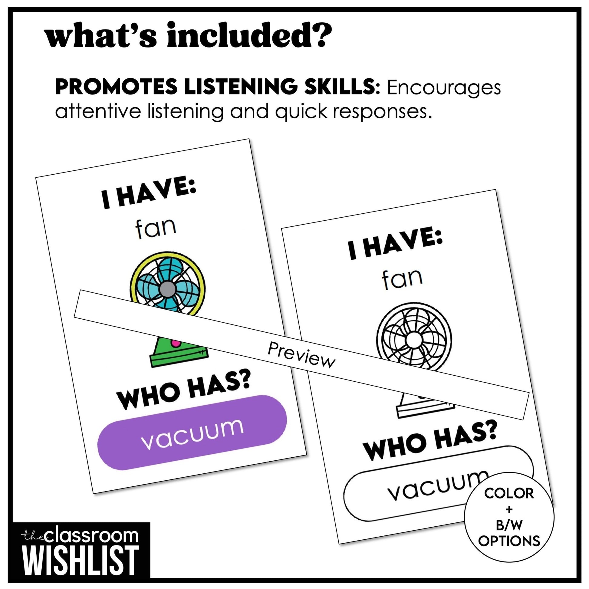 Household Objects - I Have, Who Has? | Things in a House Vocabulary Card Game - Hot Chocolate Teachables