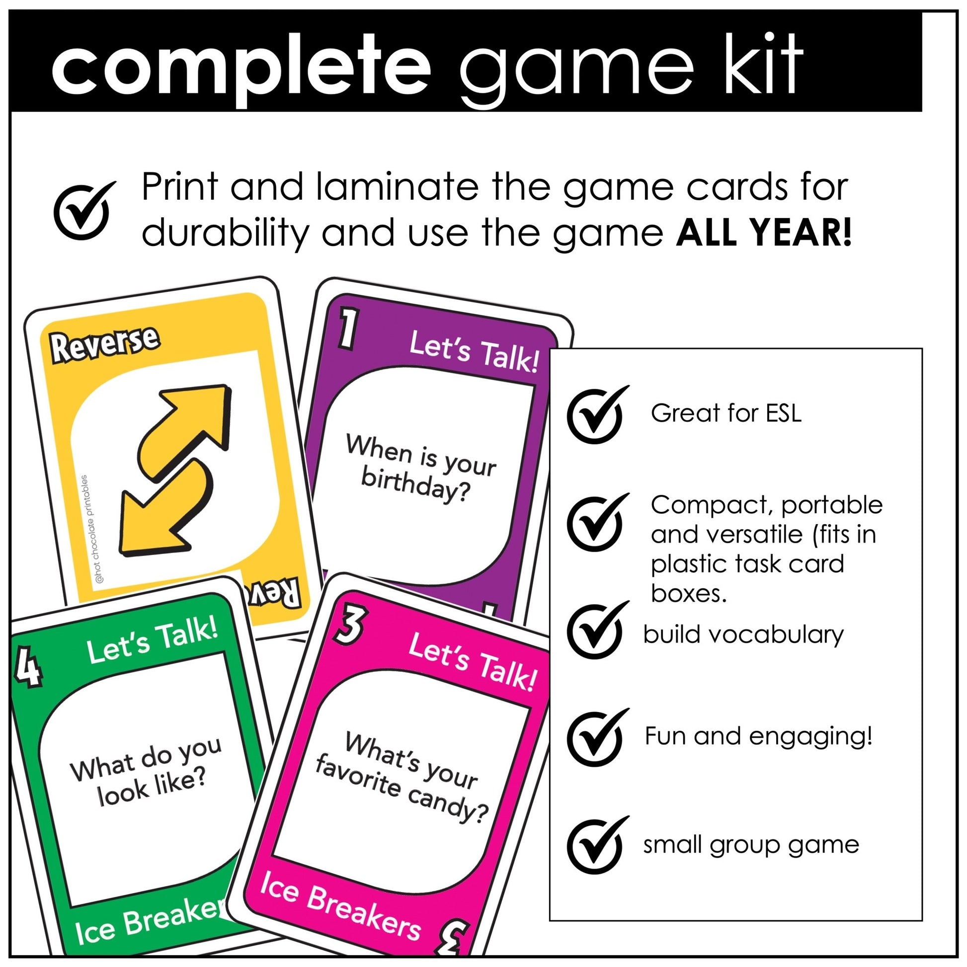 Ice Breaker Card Game - Getting to Know You Questions - Back to School - Hot Chocolate Teachables