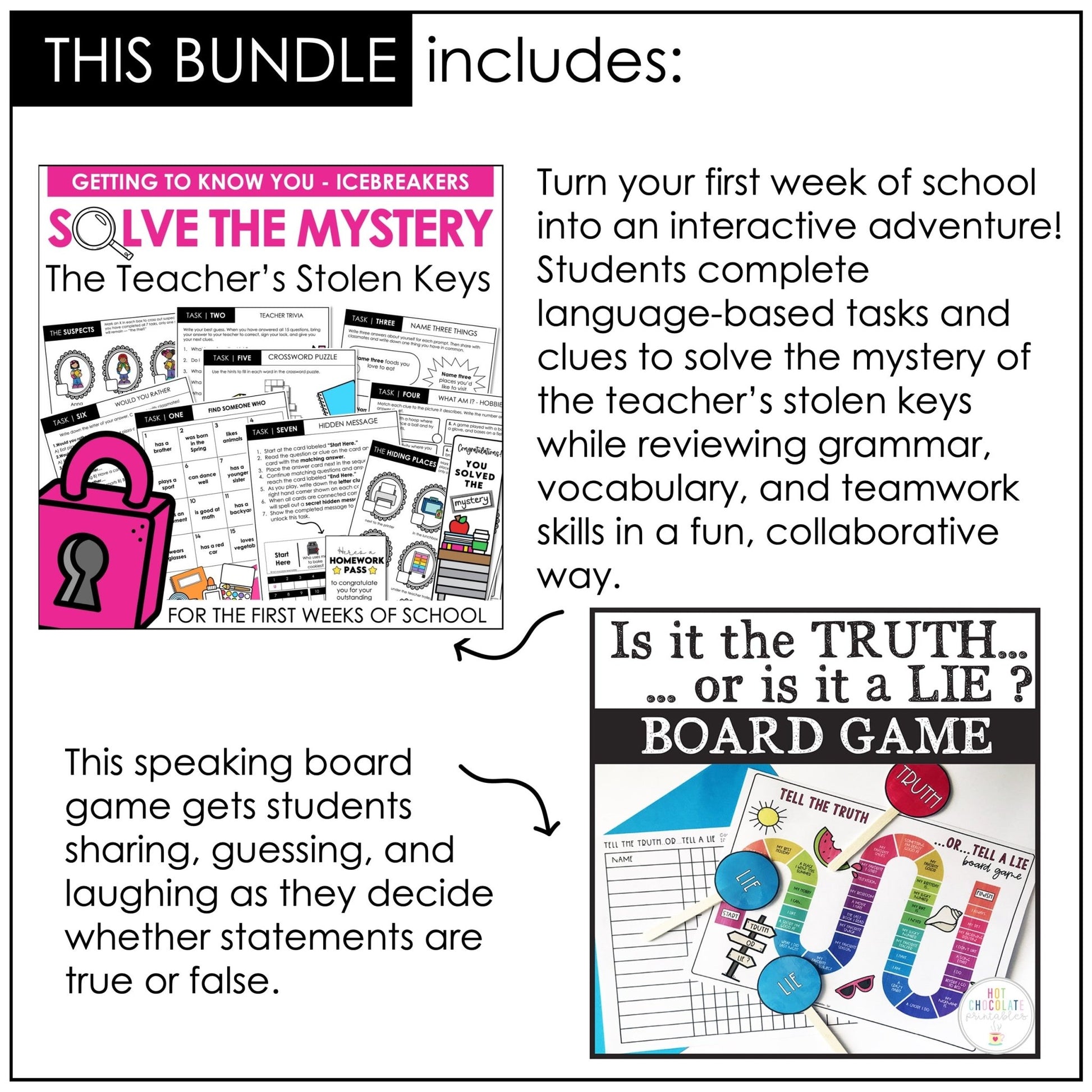 Icebreaker Games & Speaking Activities Bundle – ESL Conversation Game Pack - Hot Chocolate Teachables