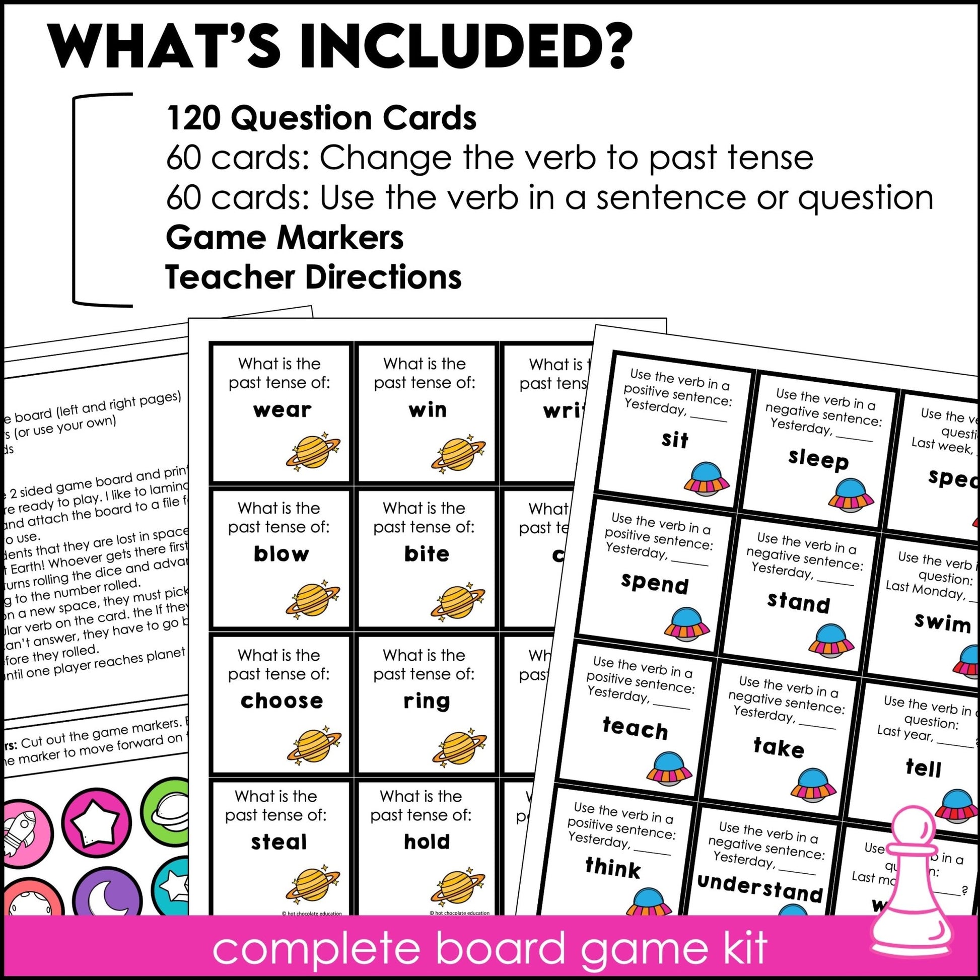 Irregular Verb Board Game - Past Simple Verbs Activity & Question Cards