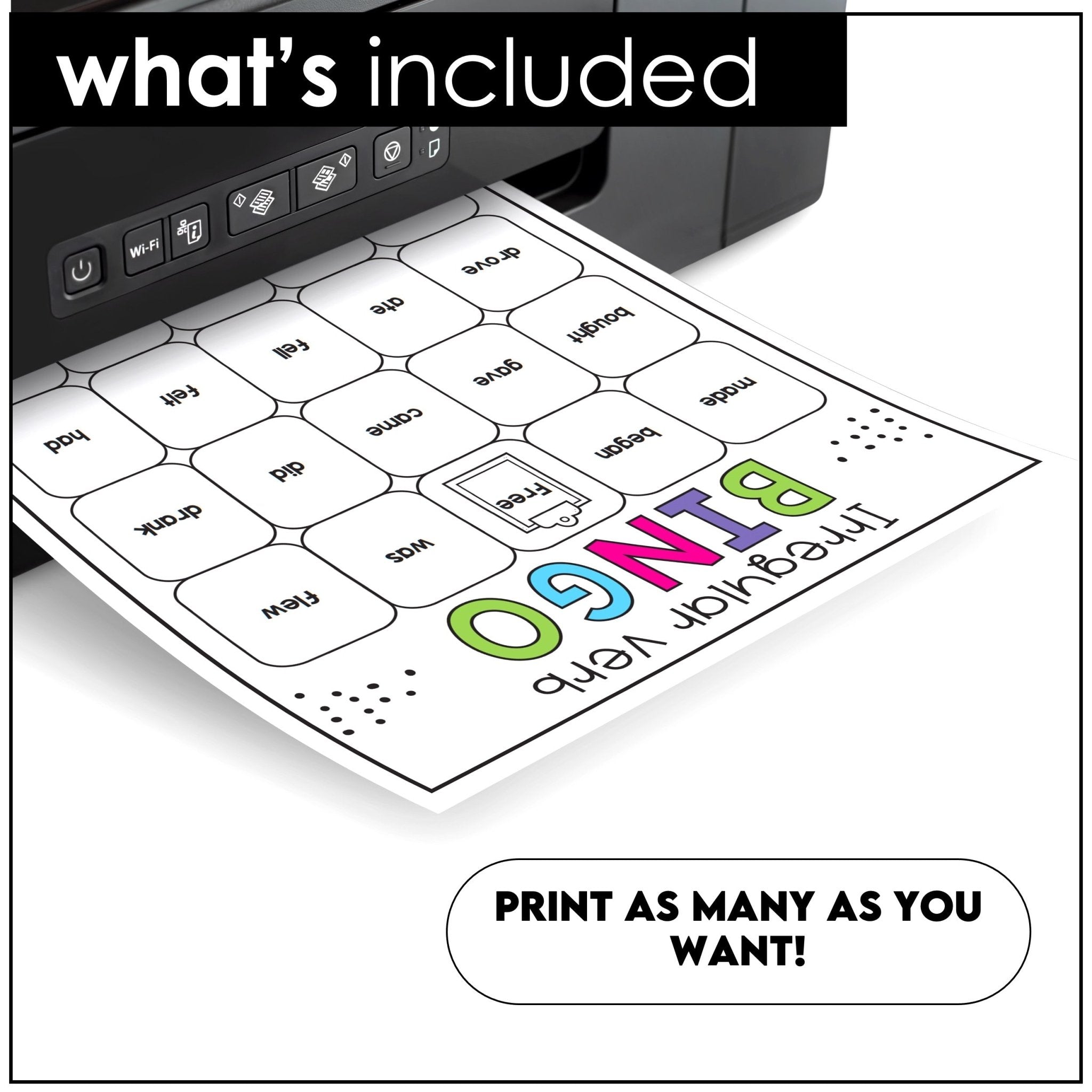 Irregular Verbs Bingo Game | Past Tense Verb Activity - Hot Chocolate Teachables