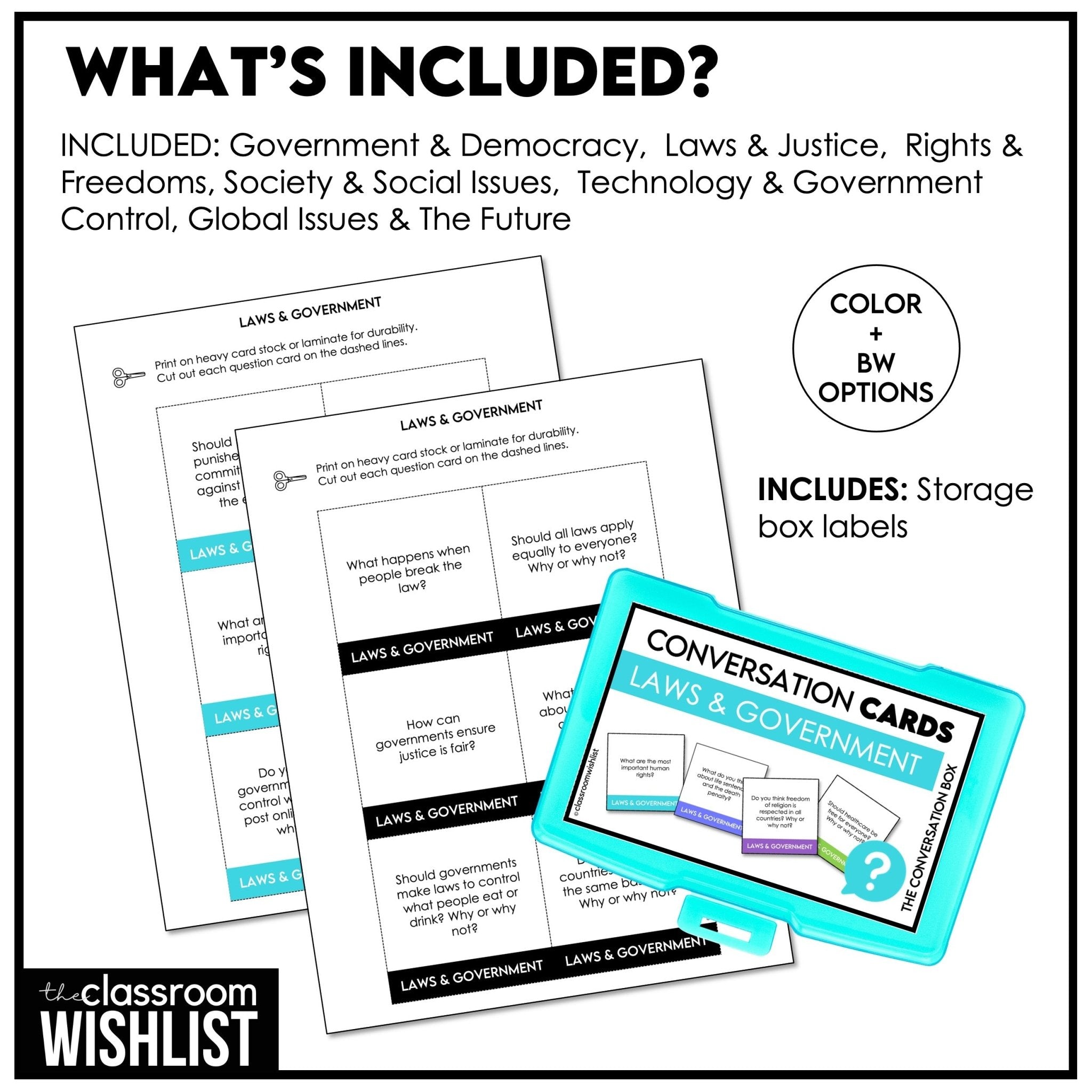 Justice, Democracy, Laws & Society | Civics Conversation Starters Teens & Adults - Hot Chocolate Teachables