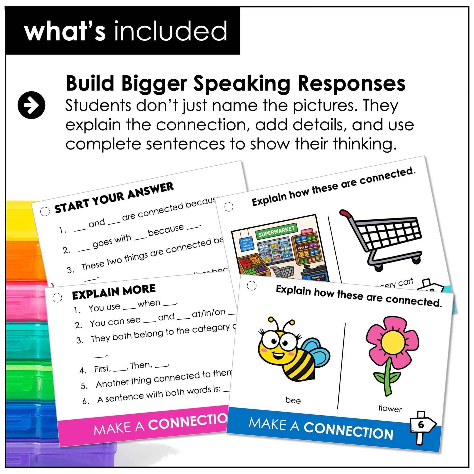 Make a Connection Speaking Cards – ESL Picture Prompts & Critical Thinking Activity - Hot Chocolate Teachables