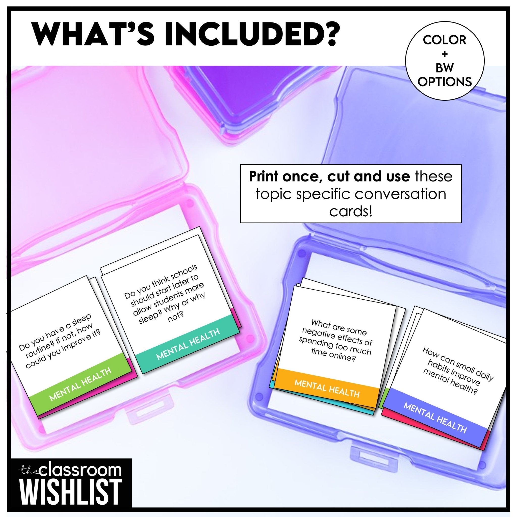 Mental Health & Well - Being Conversation Question Cards | 60 Discussion Prompts - Hot Chocolate Teachables