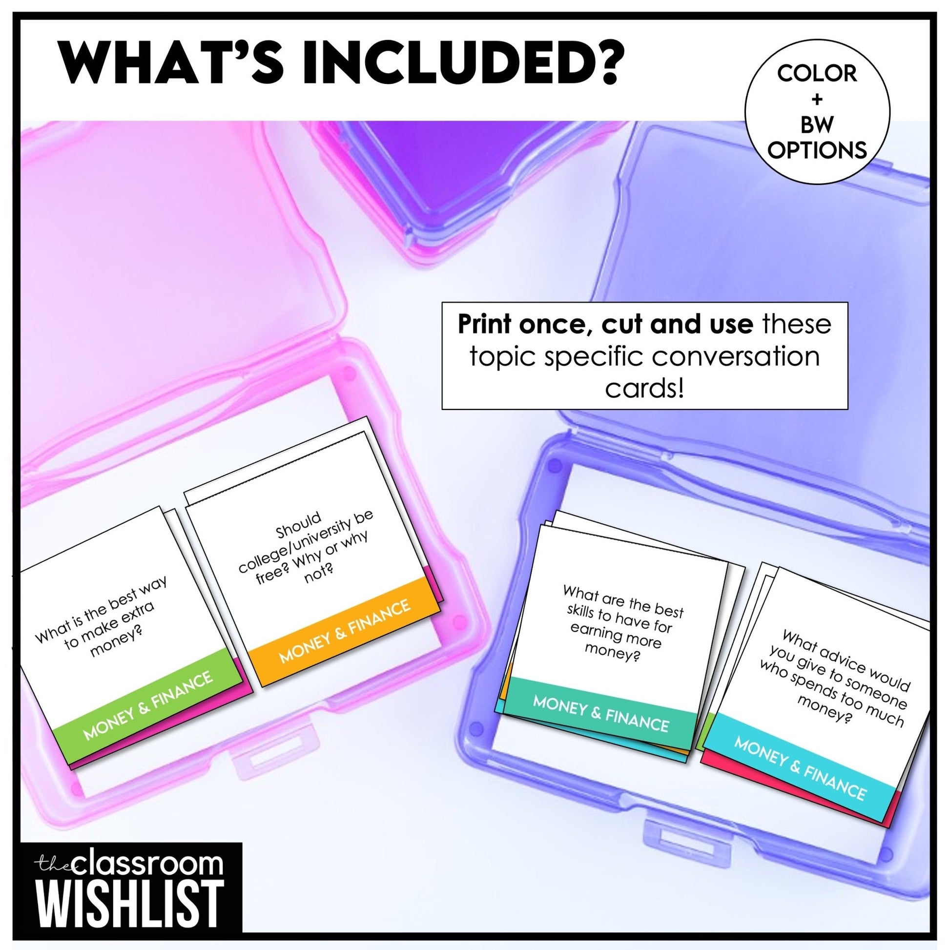 Money & Financial Responsibility Conversation Cards | 60 Discussion Prompts - Hot Chocolate Teachables