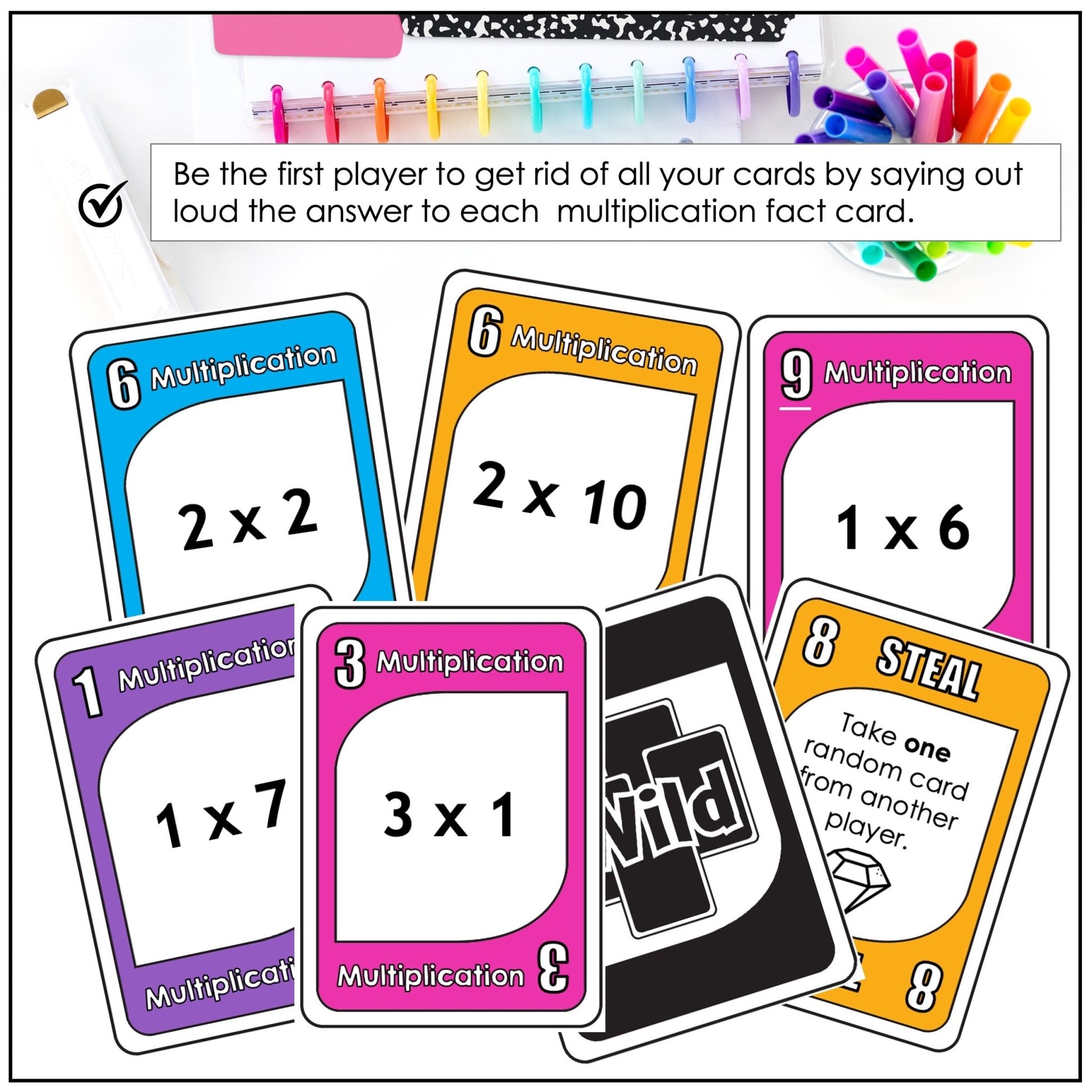 Multiplication Card Game | Times Tables 1 - 3 | Math Fact Fluency Practice - Hot Chocolate Teachables